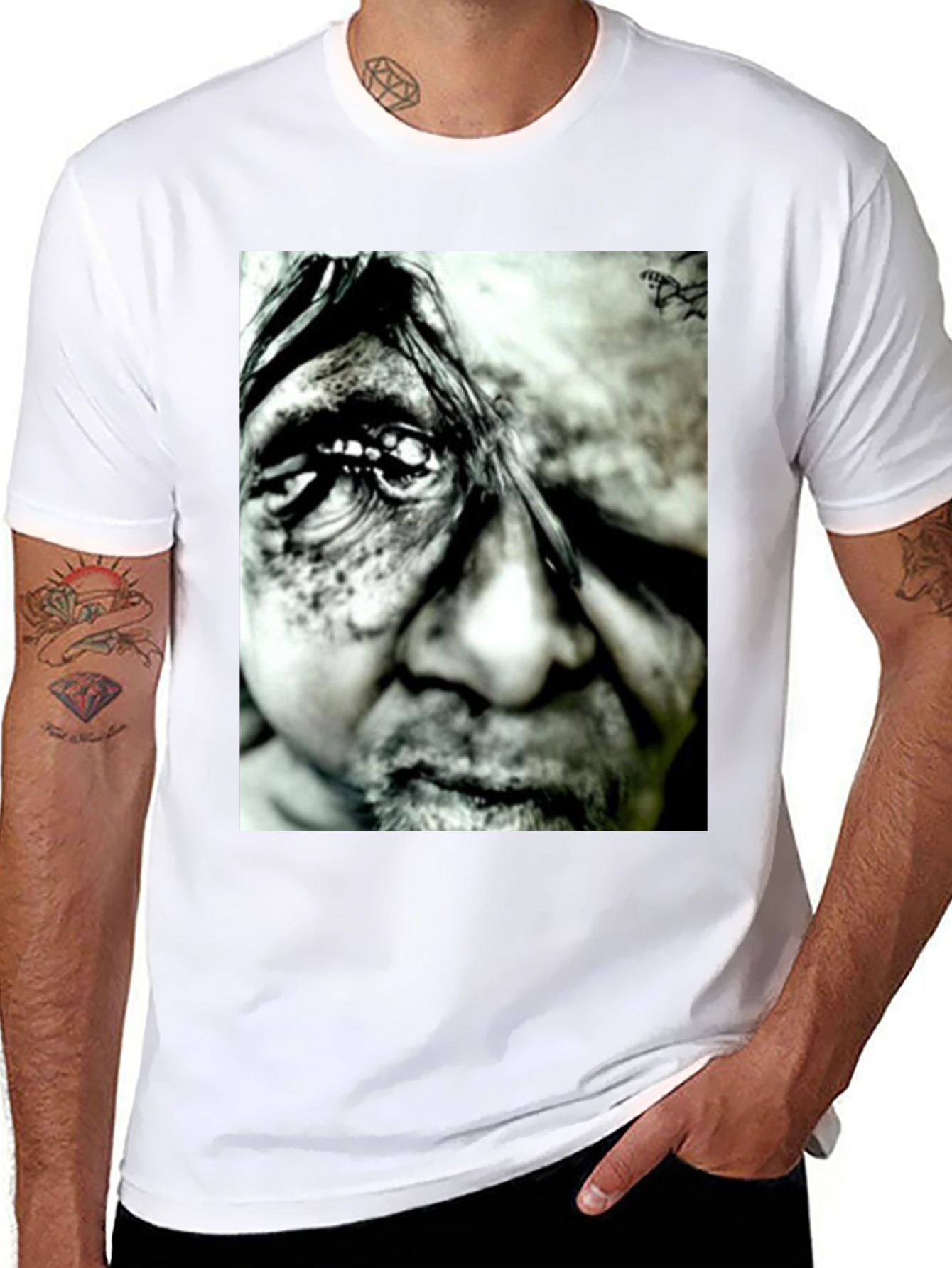 Monochrome Portrait Graphic Tee - Black
