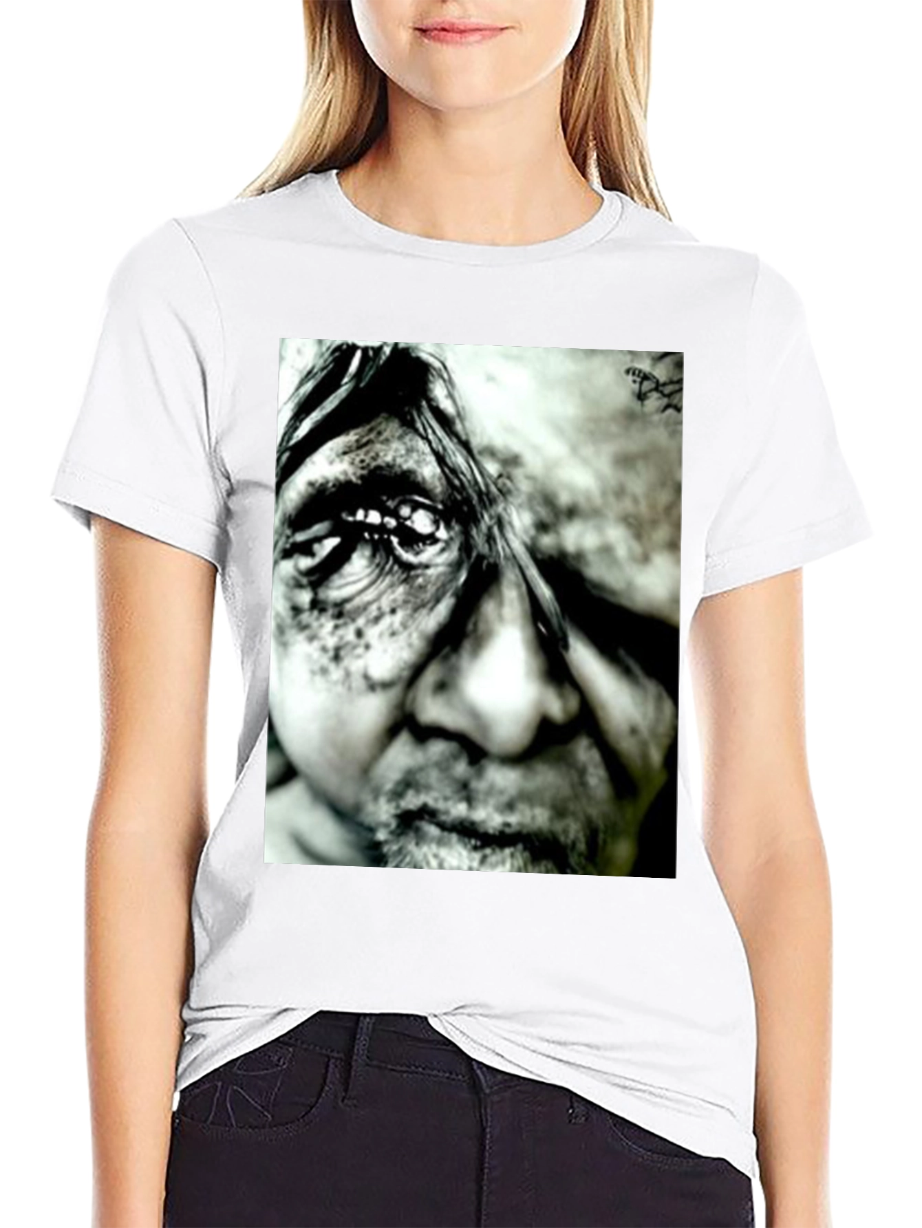 Monochrome Portrait Graphic Tee - Black
