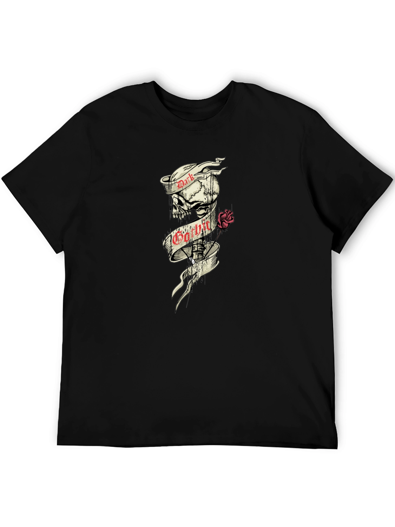 Dark Gothic Skull Rose Graphic Tee