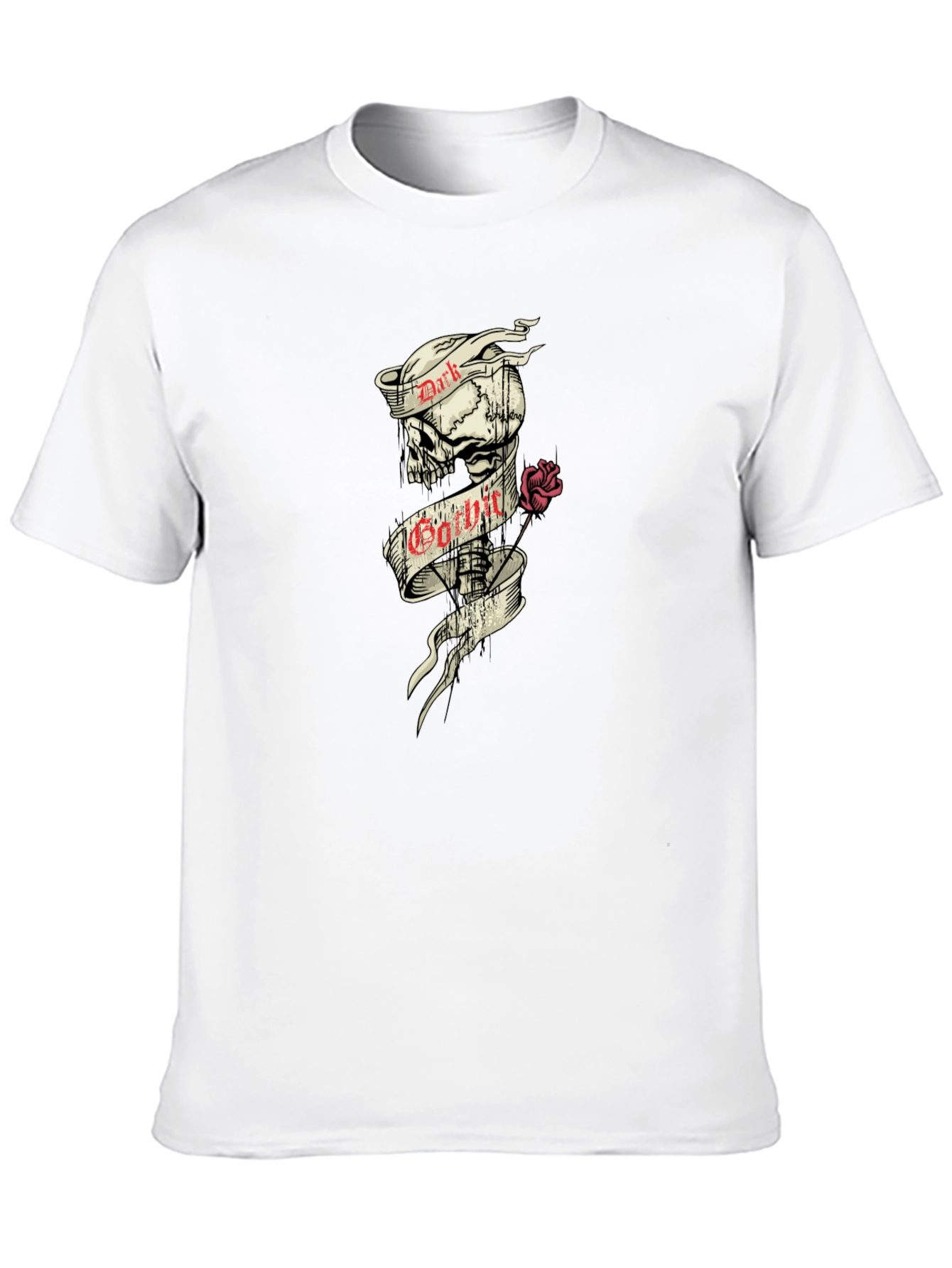 Dark Gothic Skull Rose Graphic Tee