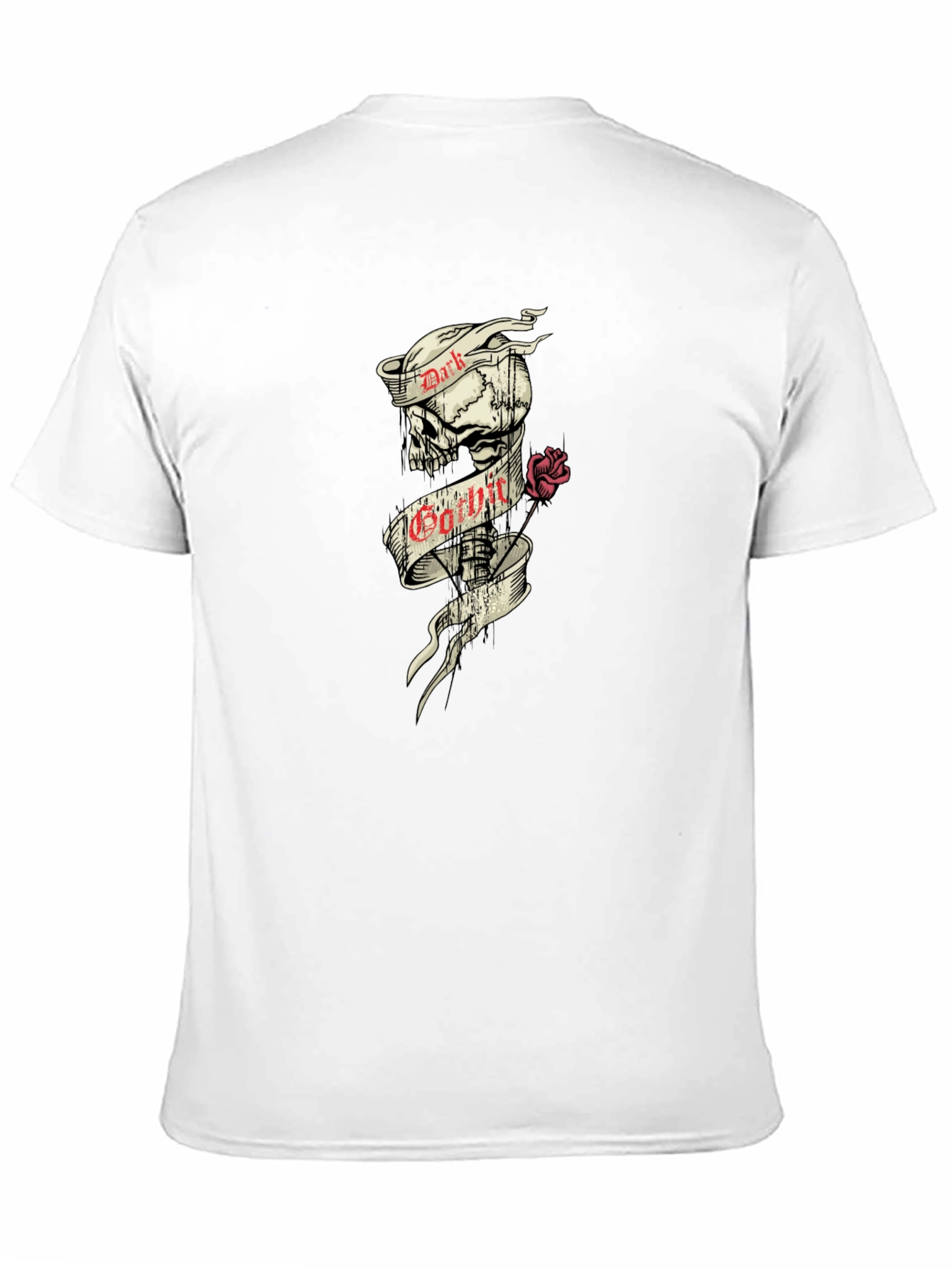 Dark Gothic Skull Rose Graphic Tee