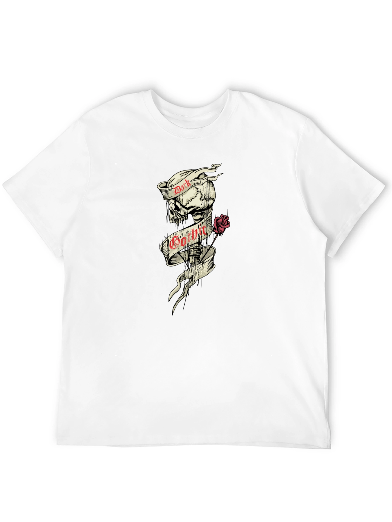 Dark Gothic Skull Rose Graphic Tee