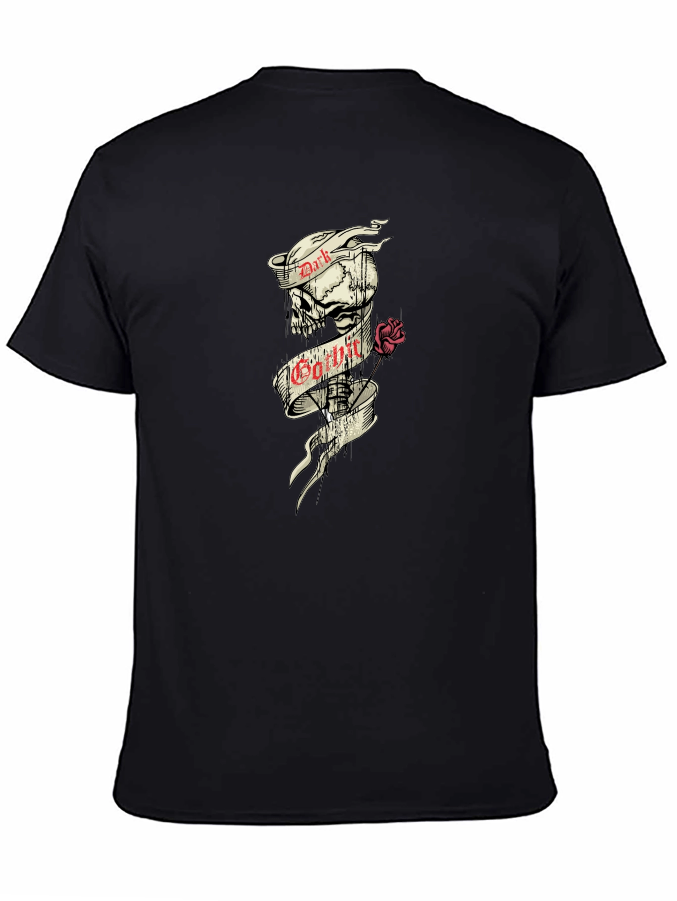 Dark Gothic Skull Rose Graphic Tee