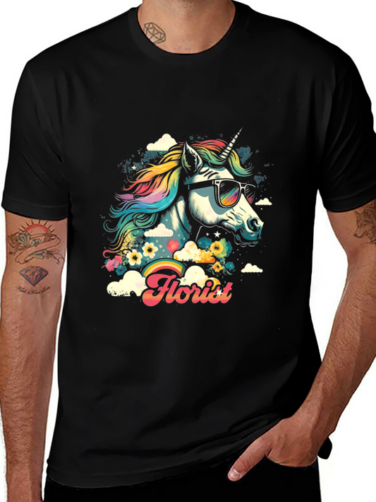 Unicorn Florist Graphic T-Shirt - Retro Style
