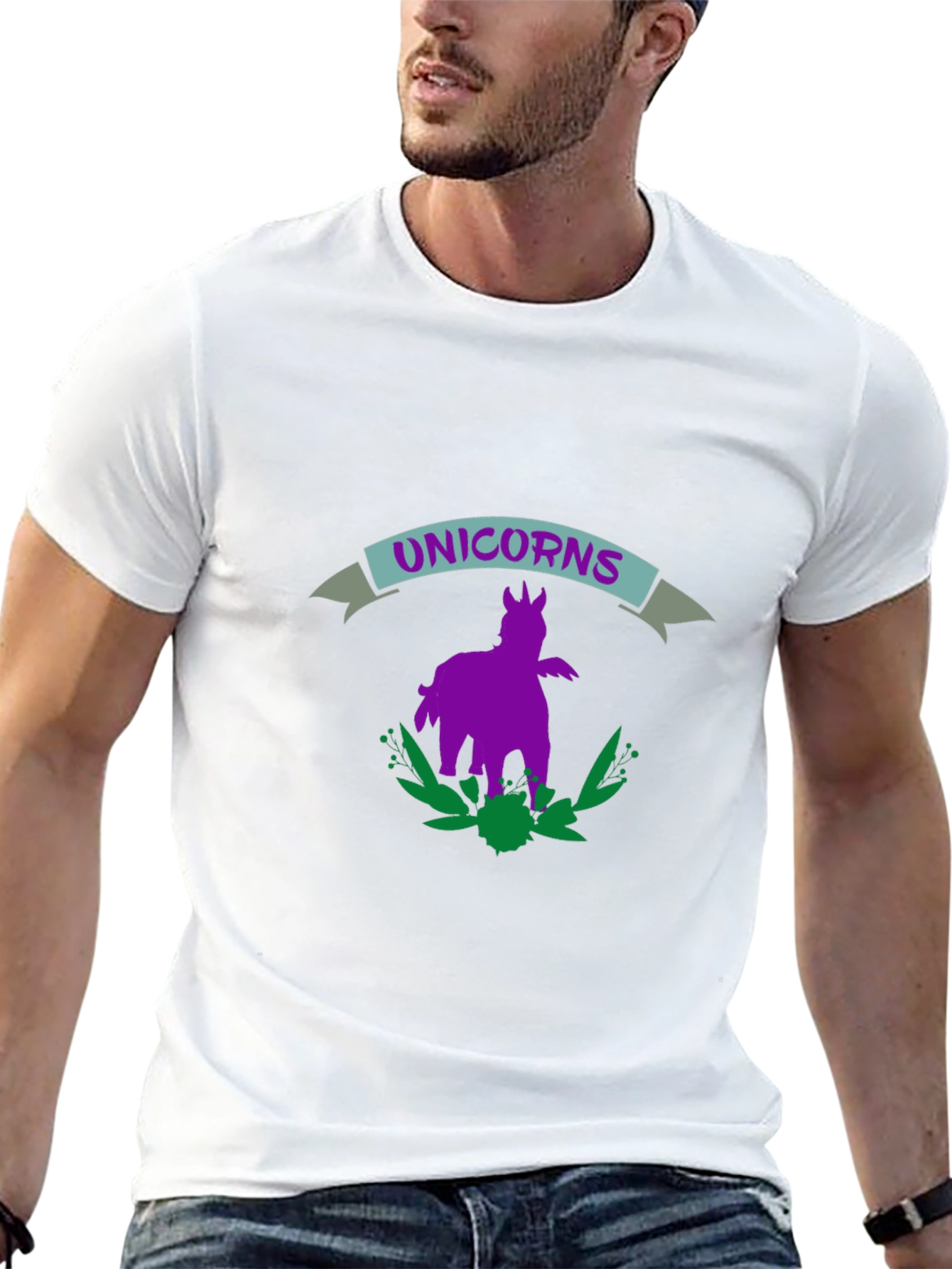Unicorns Graphic Print Black T-Shirt