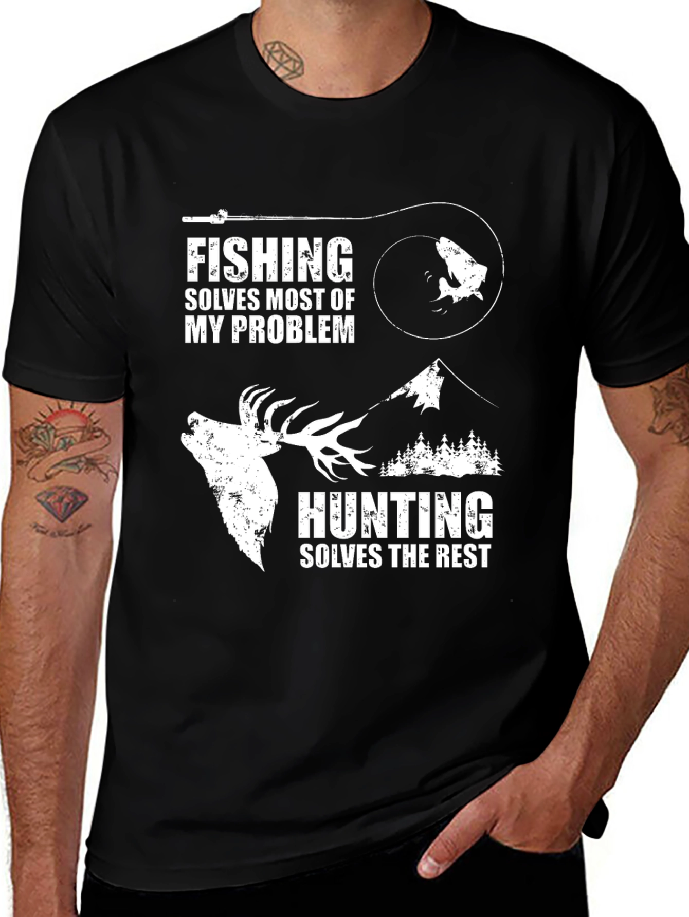 Fishing and Hunting Graphic T-Shirt