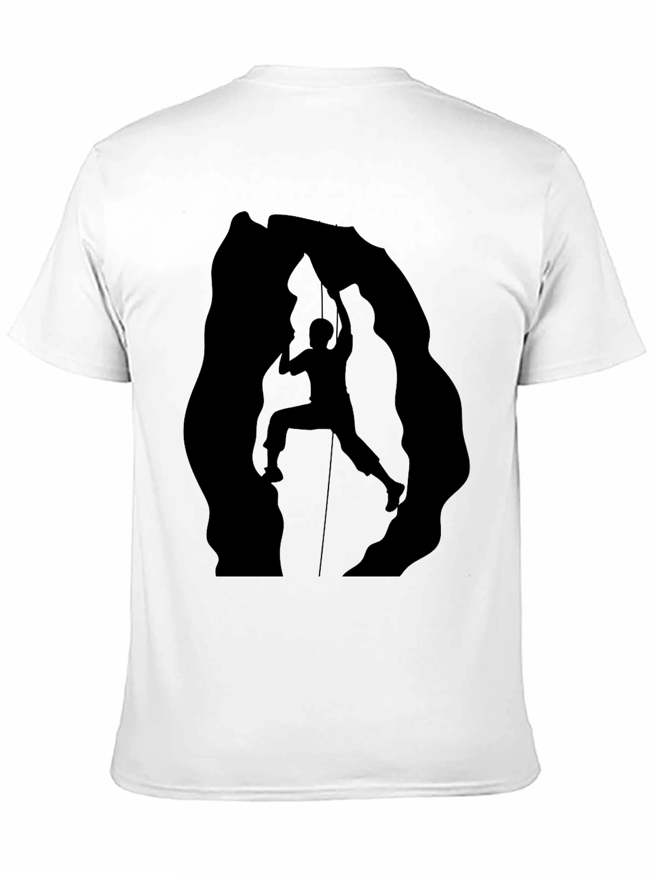 Rock Climbing Silhouette Graphic Tee - Black Cotton Shirt