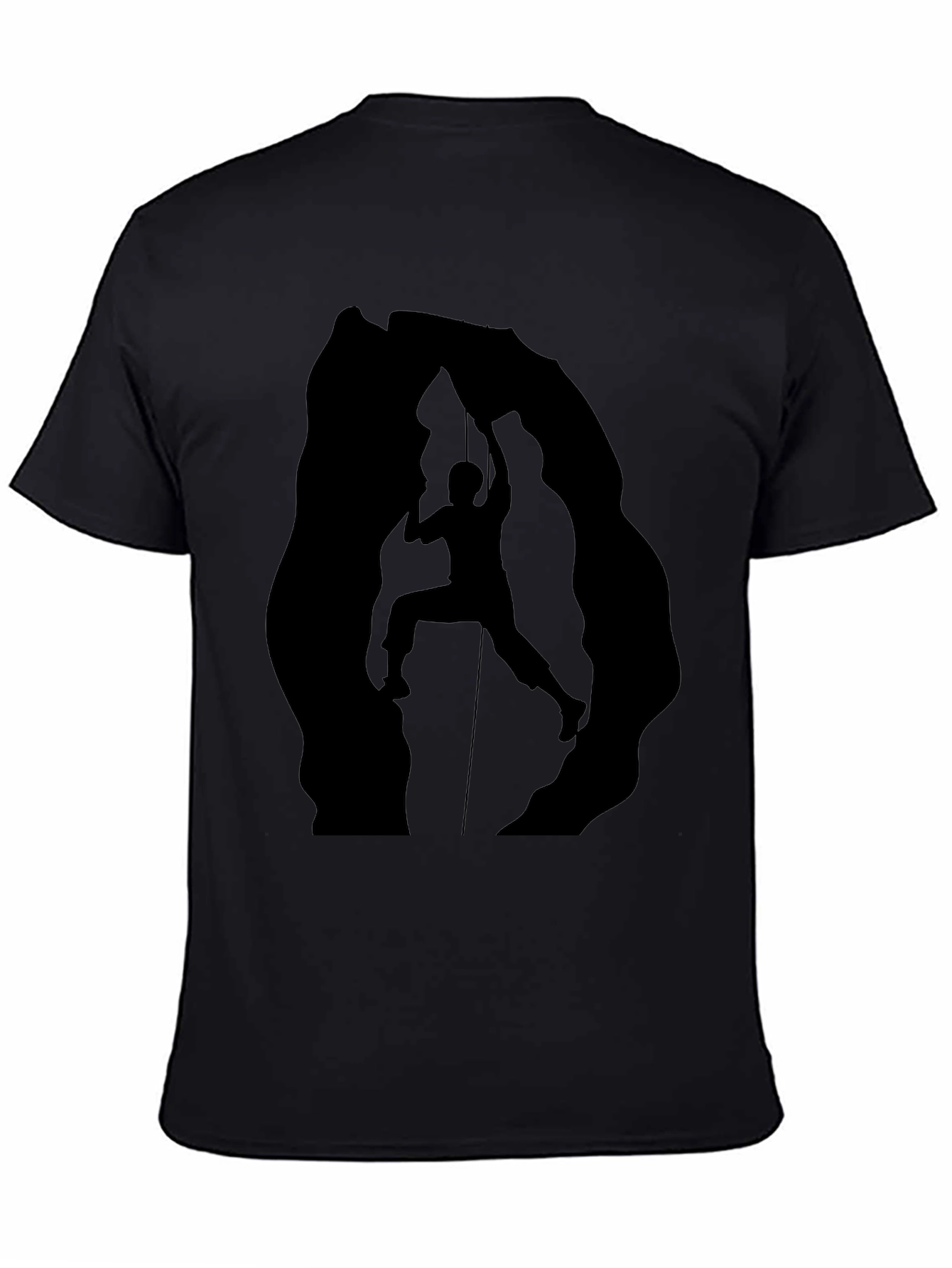 Rock Climbing Silhouette Graphic Tee - Black Cotton Shirt