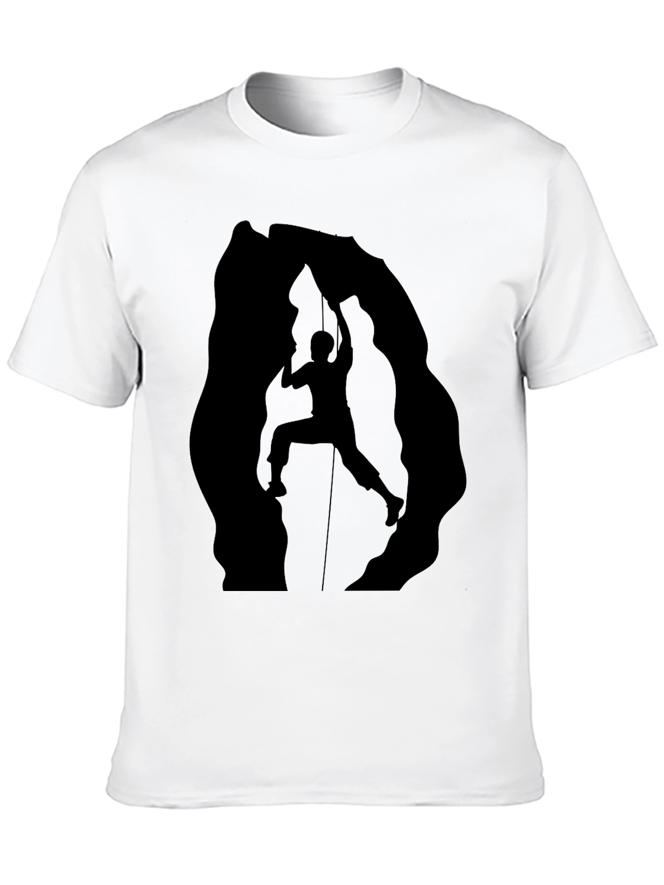 Rock Climbing Silhouette Graphic Tee - Black Cotton Shirt