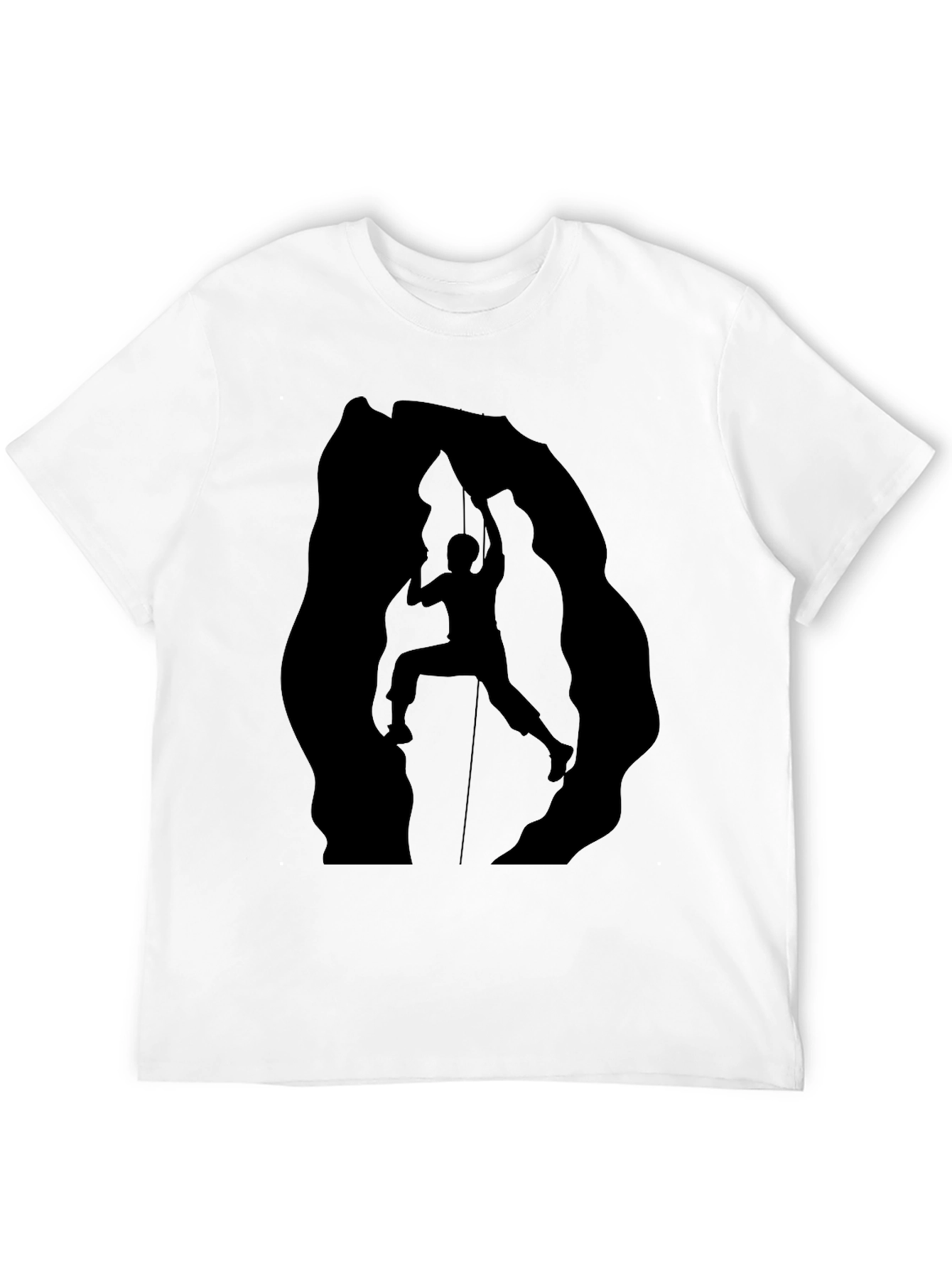 Rock Climbing Silhouette Graphic Tee - Black Cotton Shirt