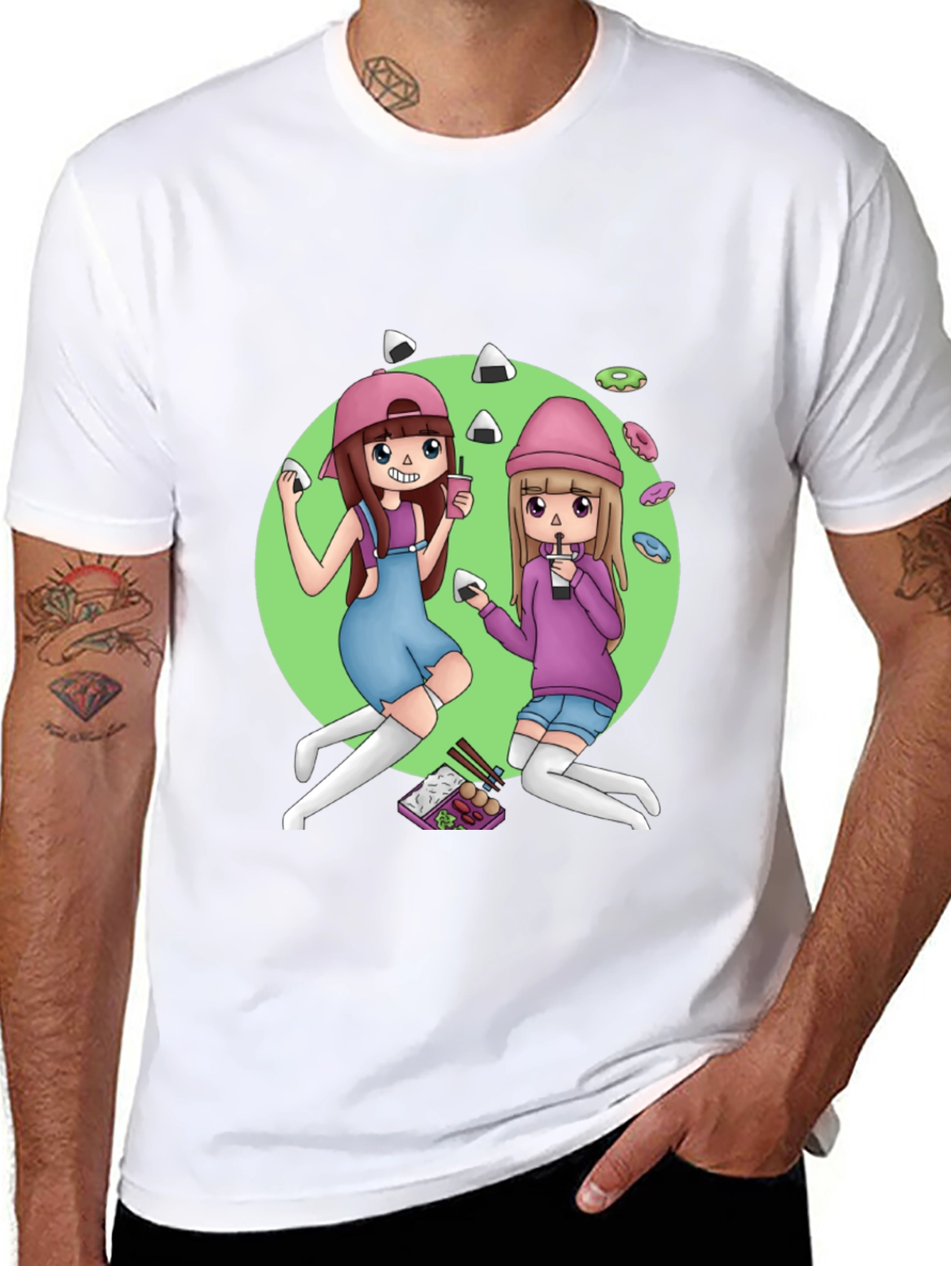 Anime Girls T-Shirt - Black Graphic Tee