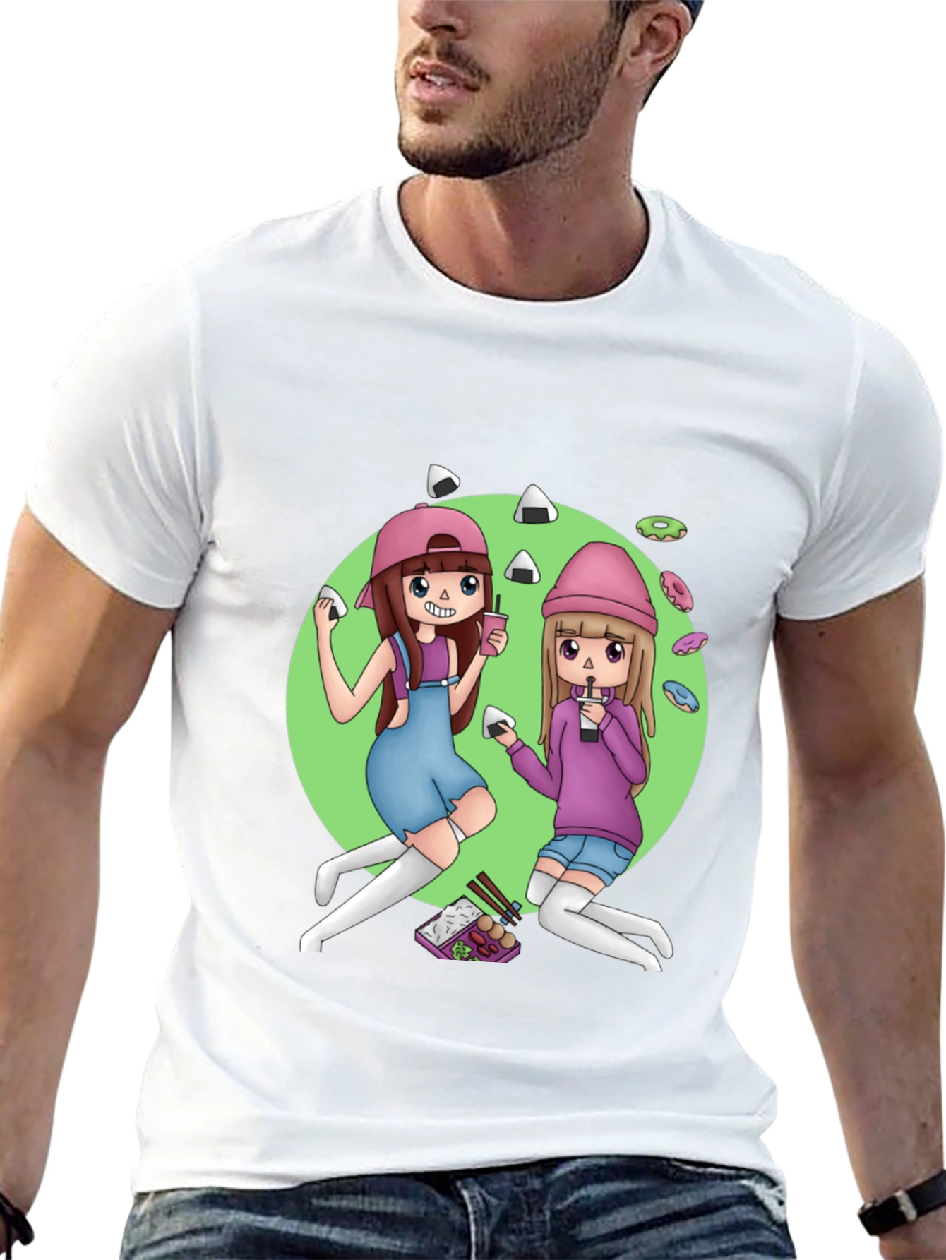 Anime Girls T-Shirt - Black Graphic Tee