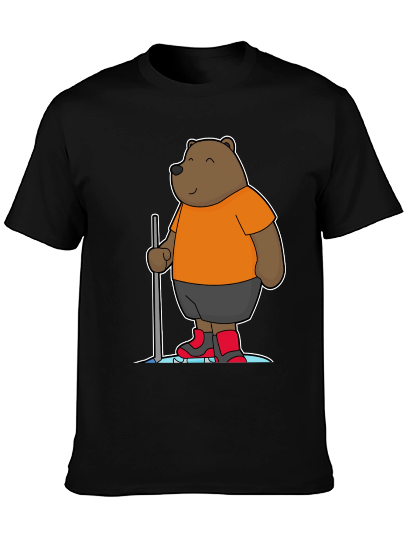 Funny Bear Cartoon Black T-Shirt