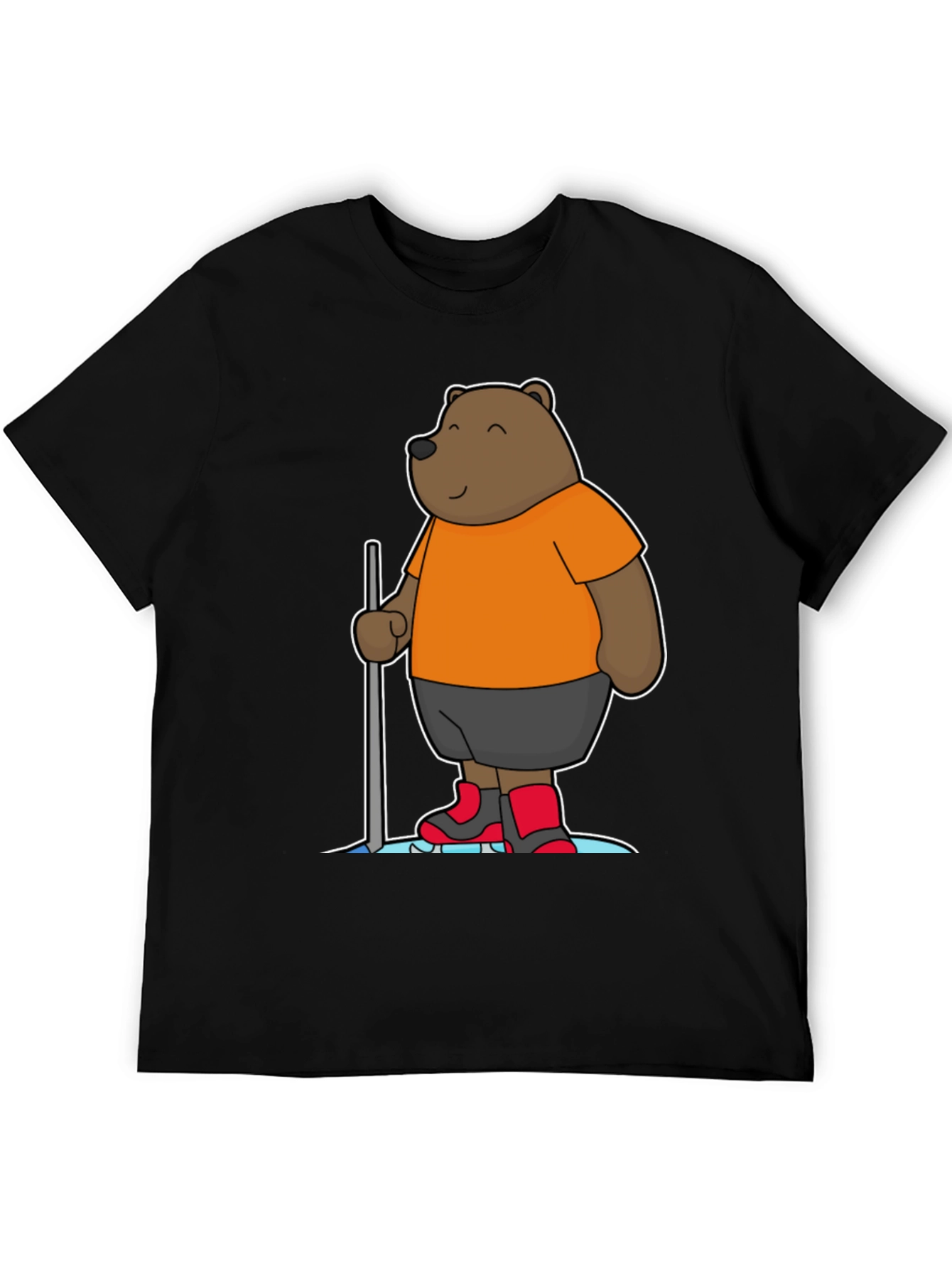 Funny Bear Cartoon Black T-Shirt