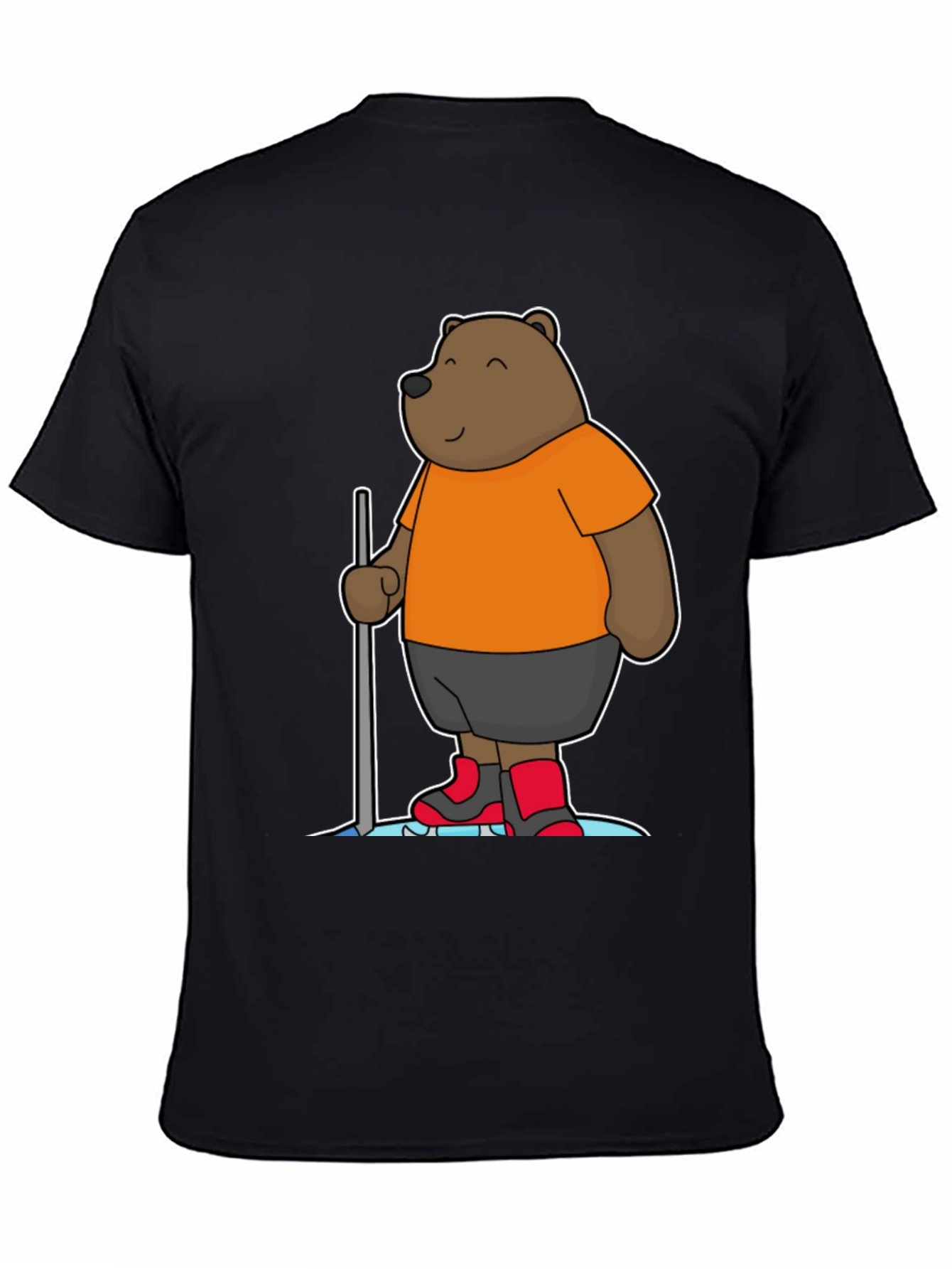 Funny Bear Cartoon Black T-Shirt