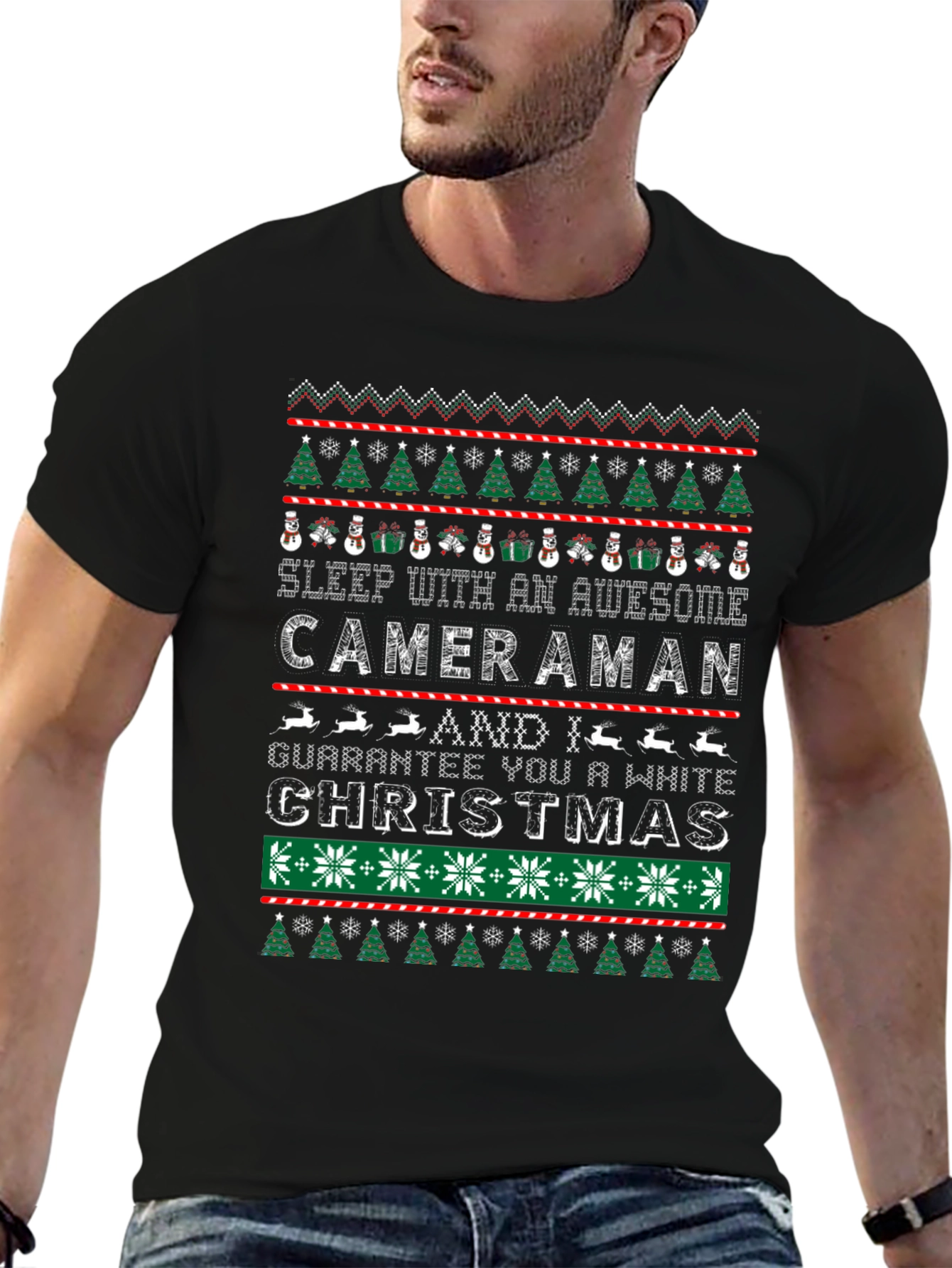 Awesome Cameraman Ugly Christmas Sweater T-Shirt