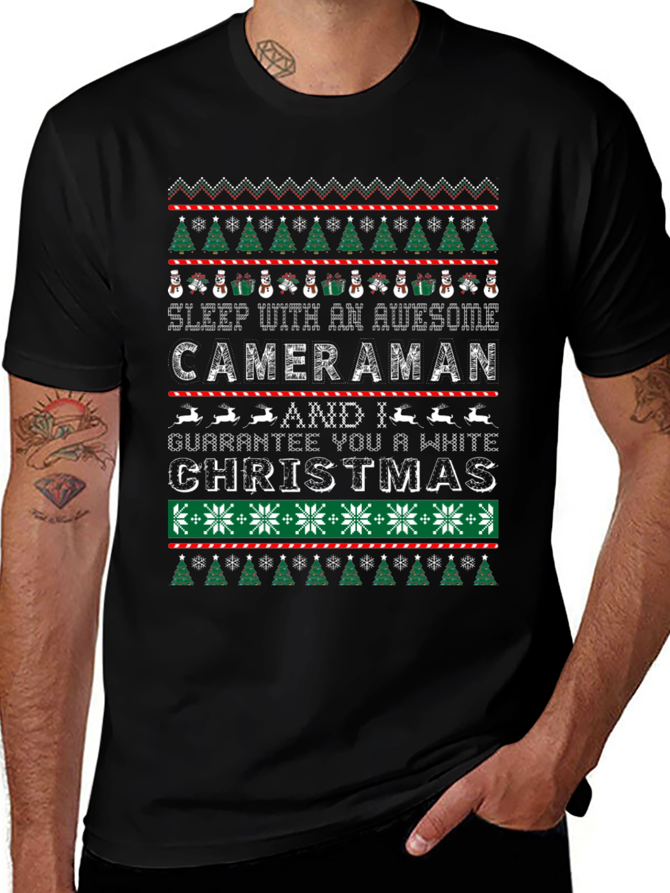 Awesome Cameraman Ugly Christmas Sweater T-Shirt