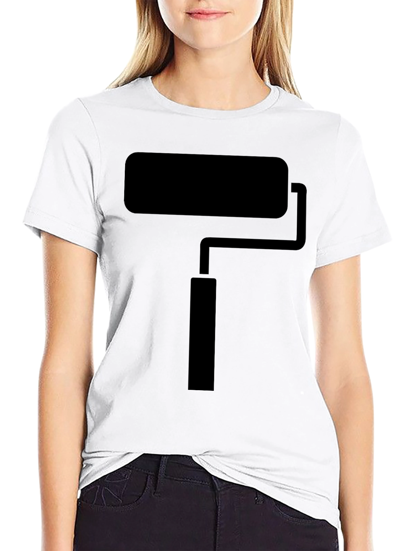 Paint Roller Graphic Tee - Black Crew Neck T-Shirt