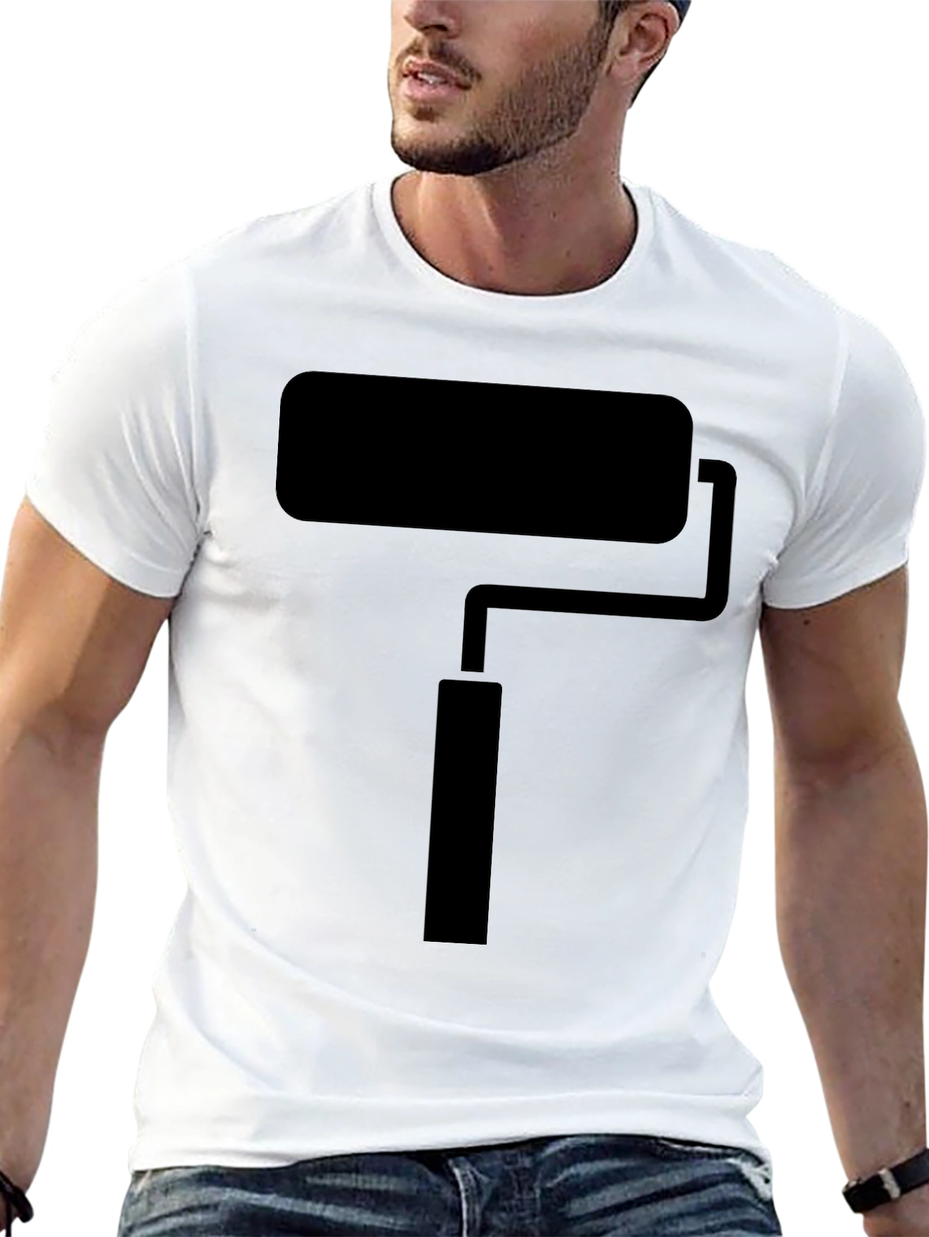 Paint Roller Graphic Tee - Black Crew Neck T-Shirt