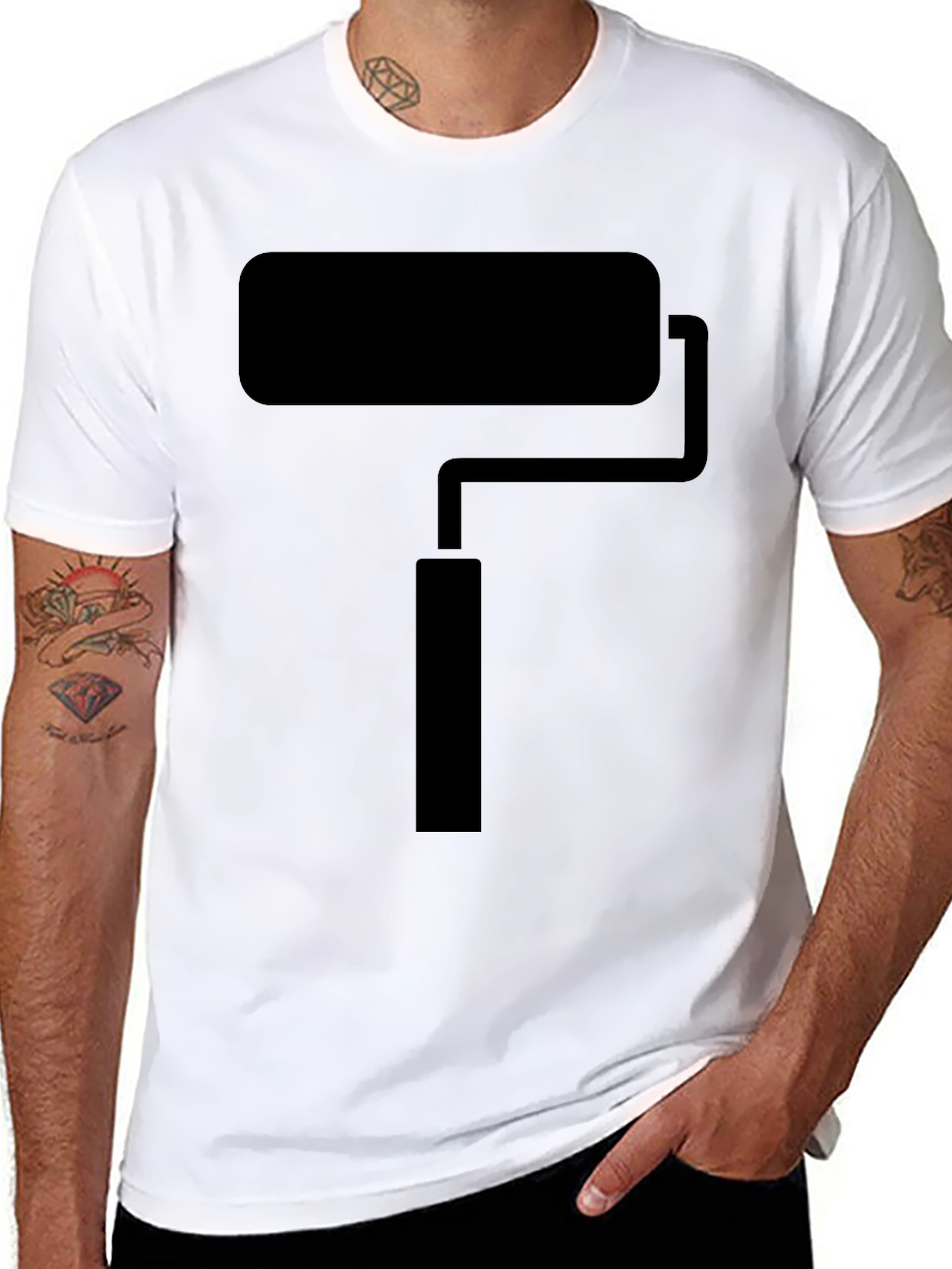 Paint Roller Graphic Tee - Black Crew Neck T-Shirt