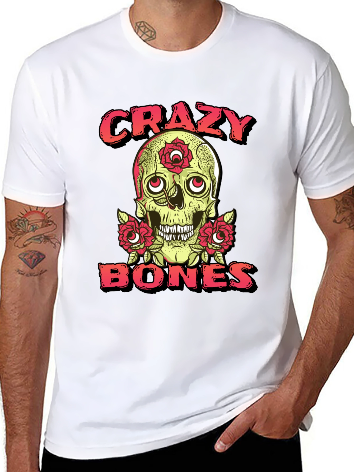 Crazy Bones Skull Graphic T-Shirt