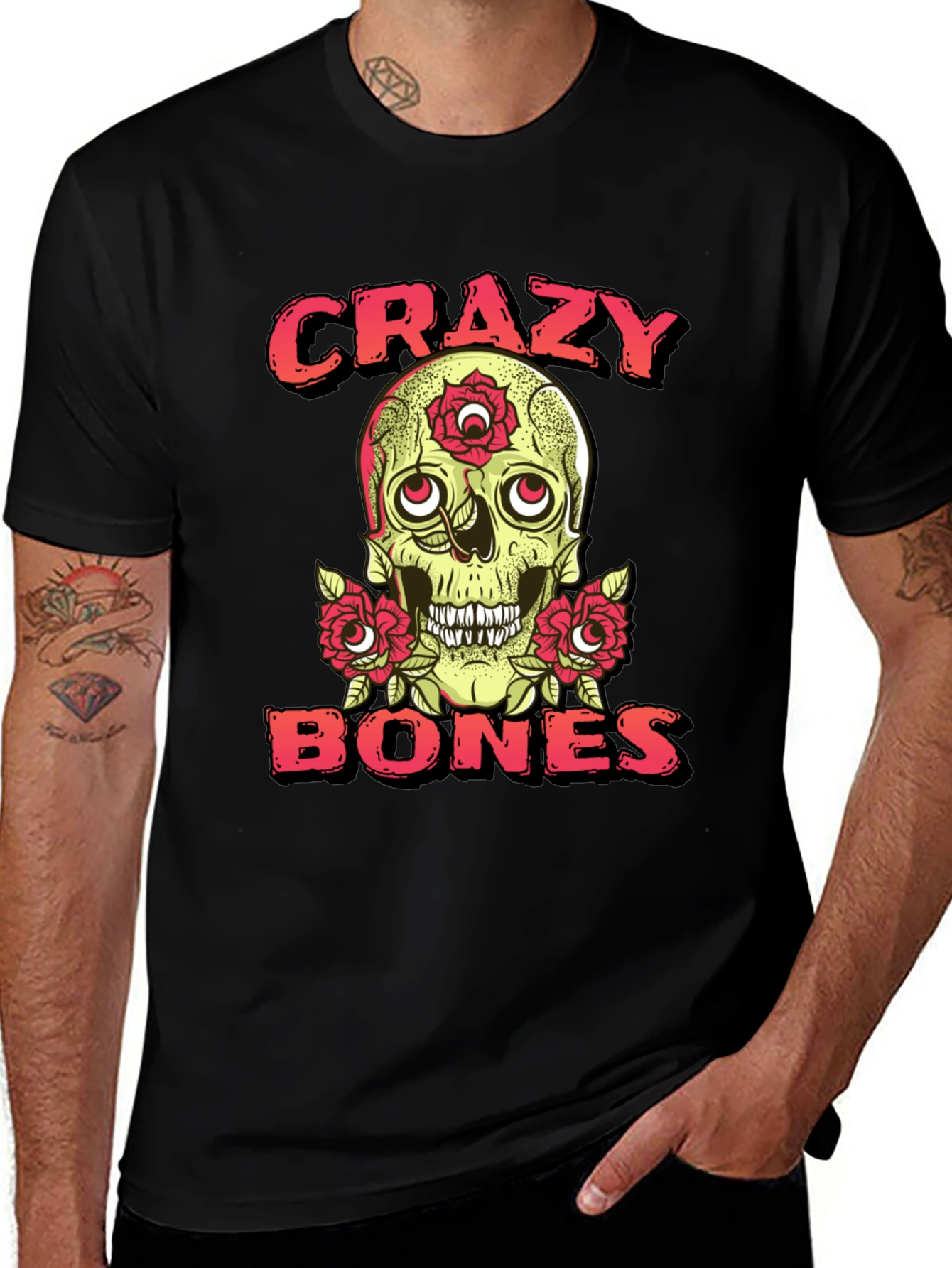 Crazy Bones Skull Graphic T-Shirt