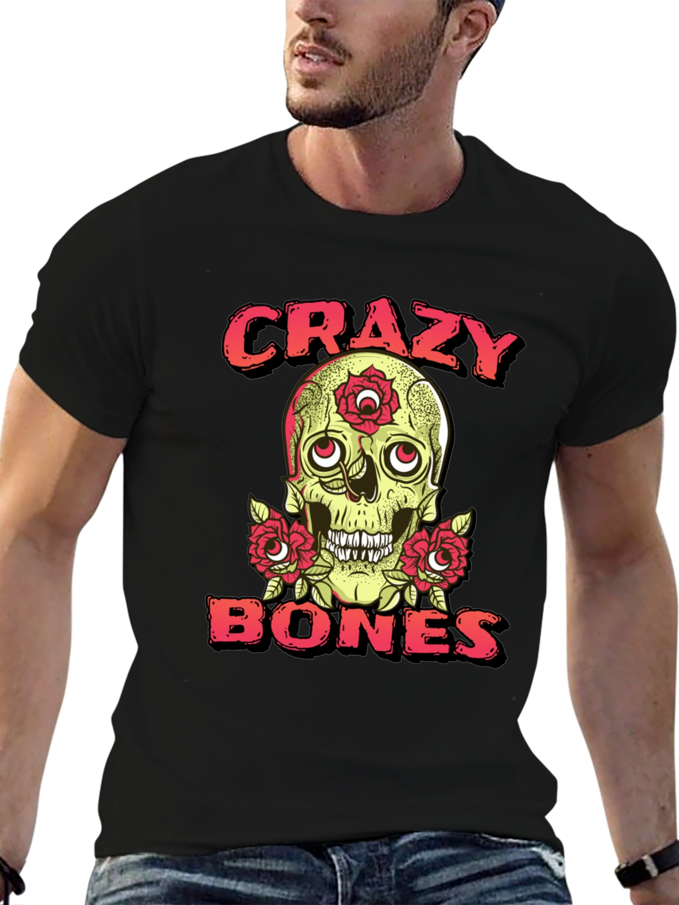 Crazy Bones Skull Graphic T-Shirt