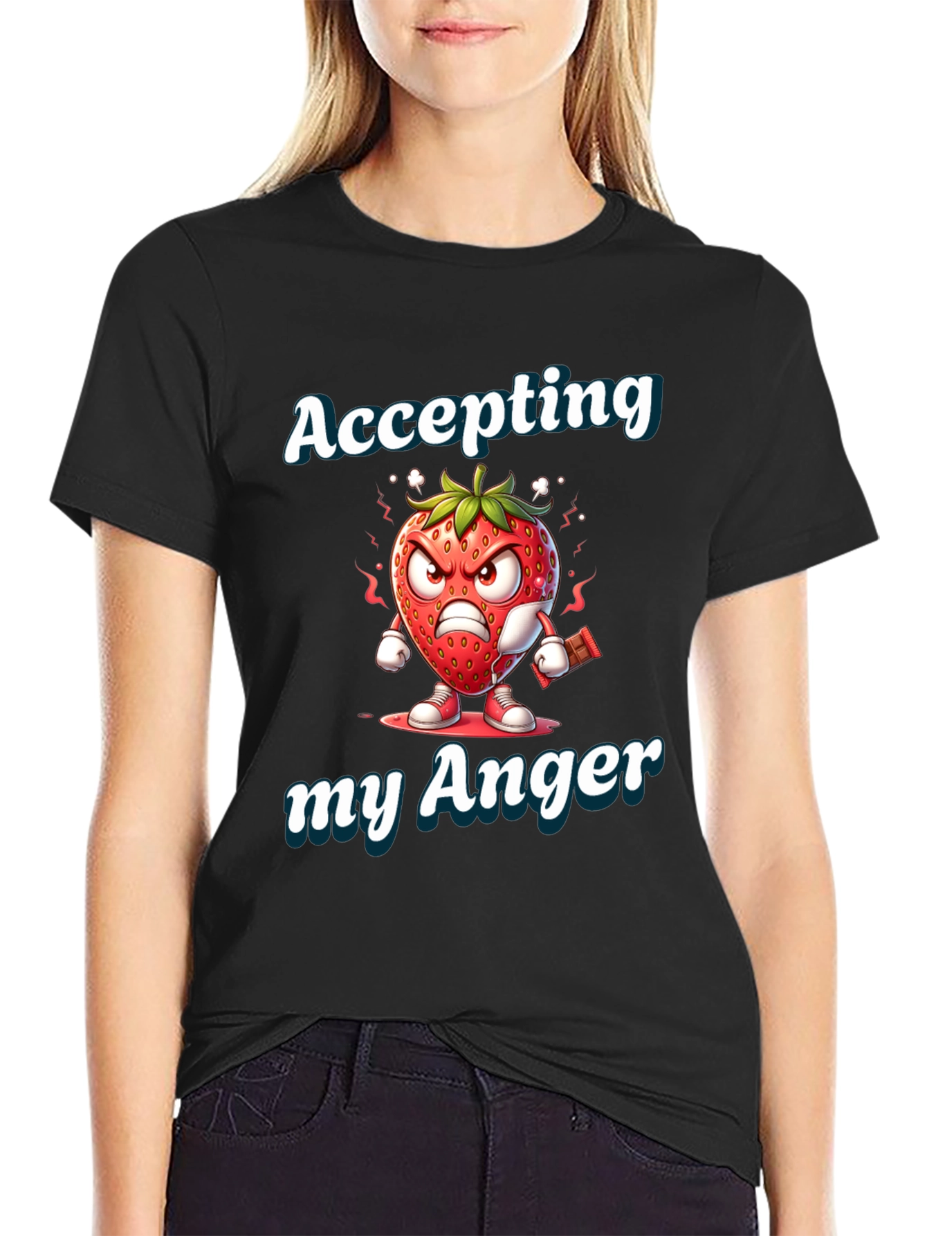 Accepting My Anger T-Shirt - Funny Angry Strawberry Tee