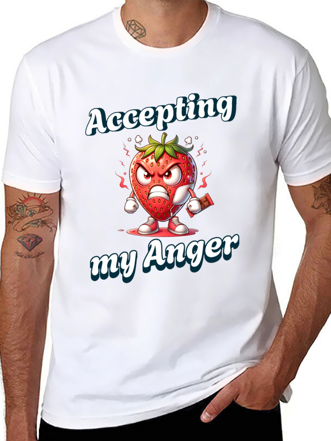 Accepting My Anger T-Shirt - Funny Angry Strawberry Tee