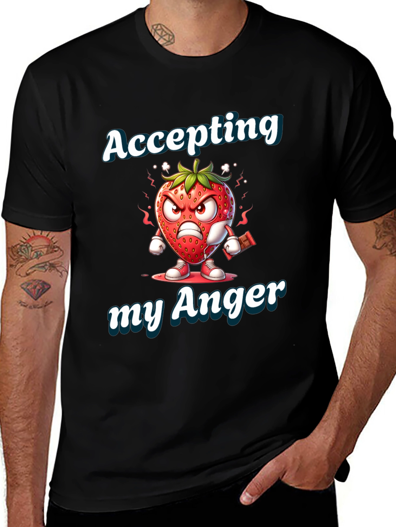 Accepting My Anger T-Shirt - Funny Angry Strawberry Tee