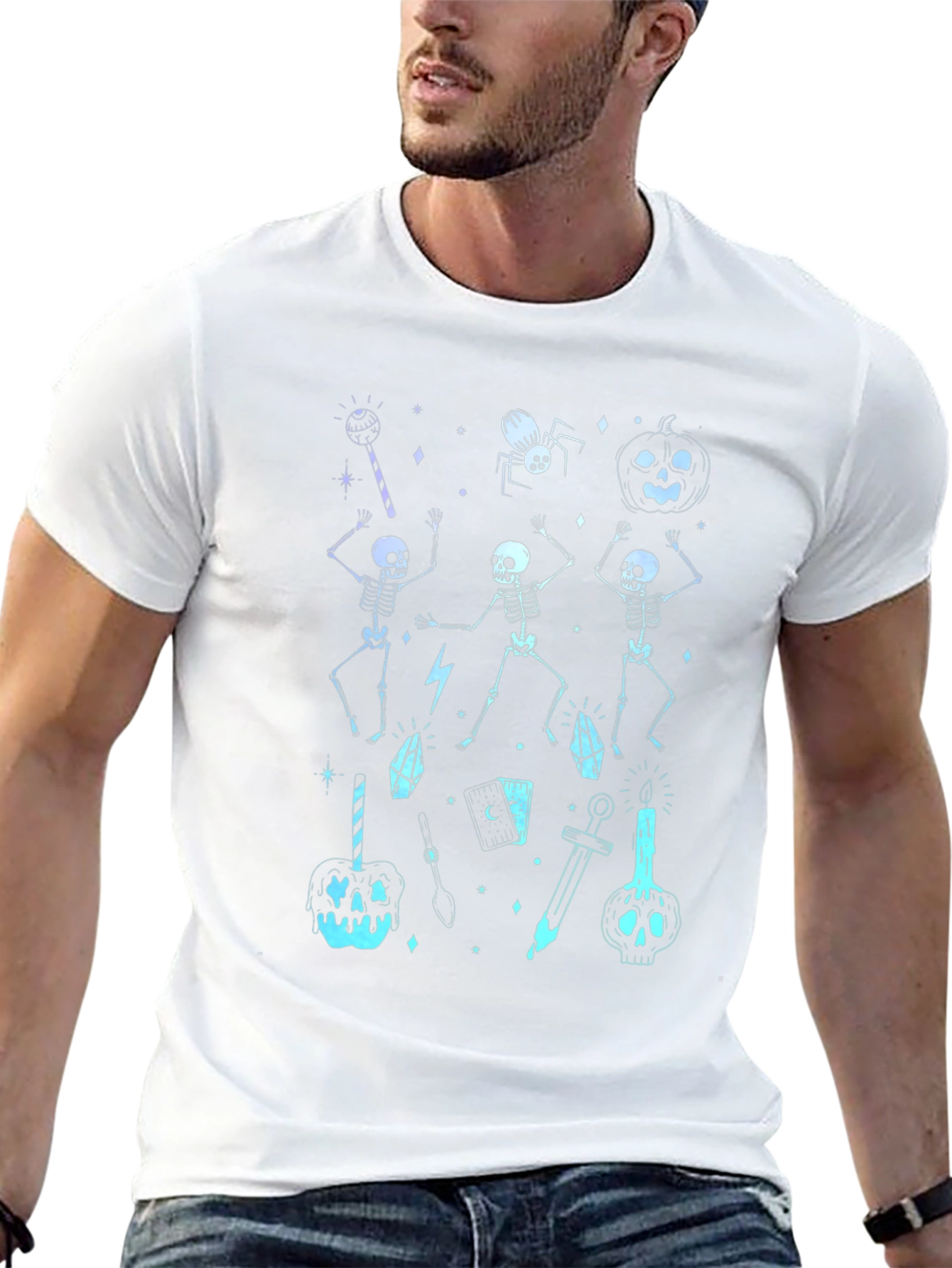 Halloween Skeleton Graphic Black T-Shirt