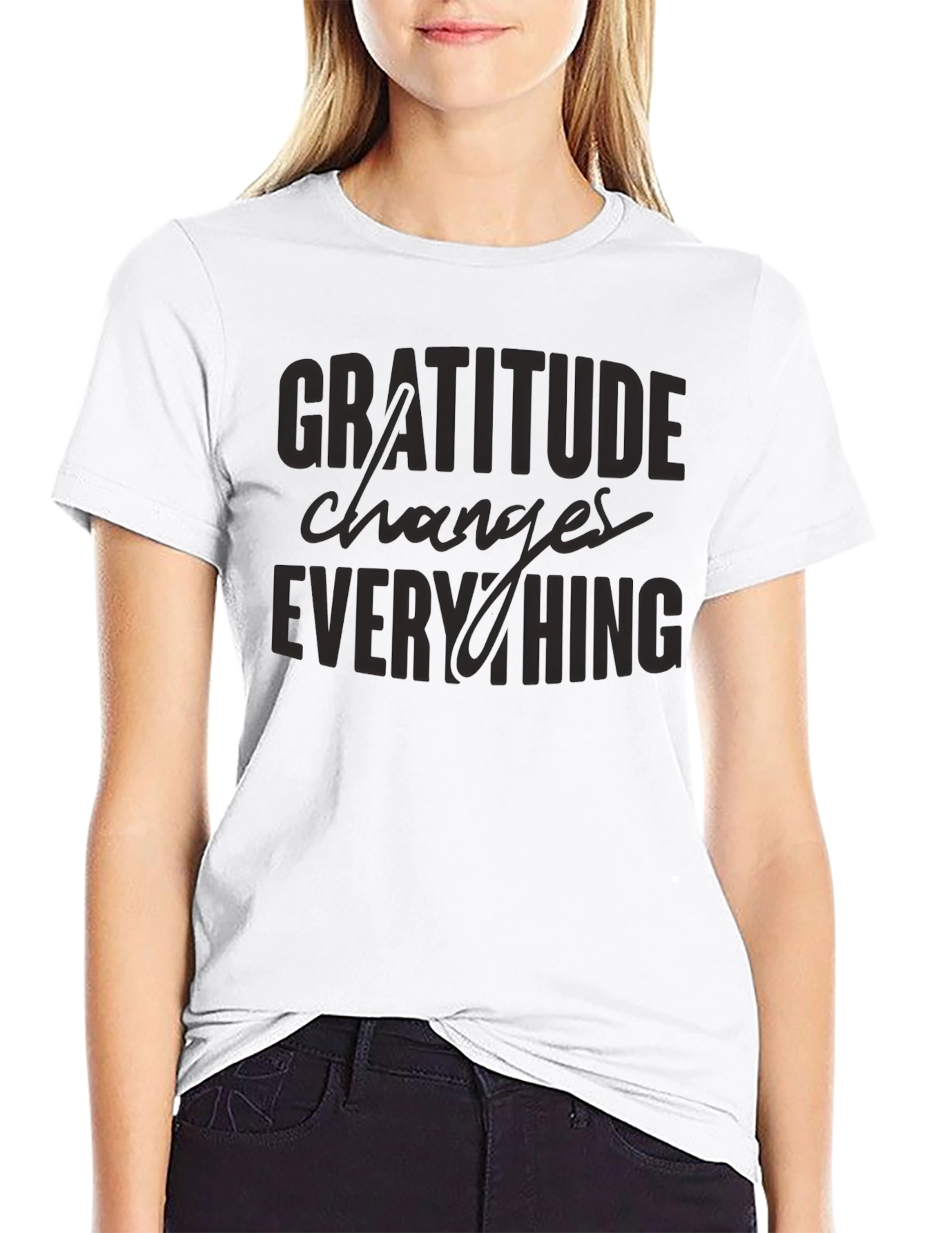 Gratitude Changes Everything Black Graphic Tee