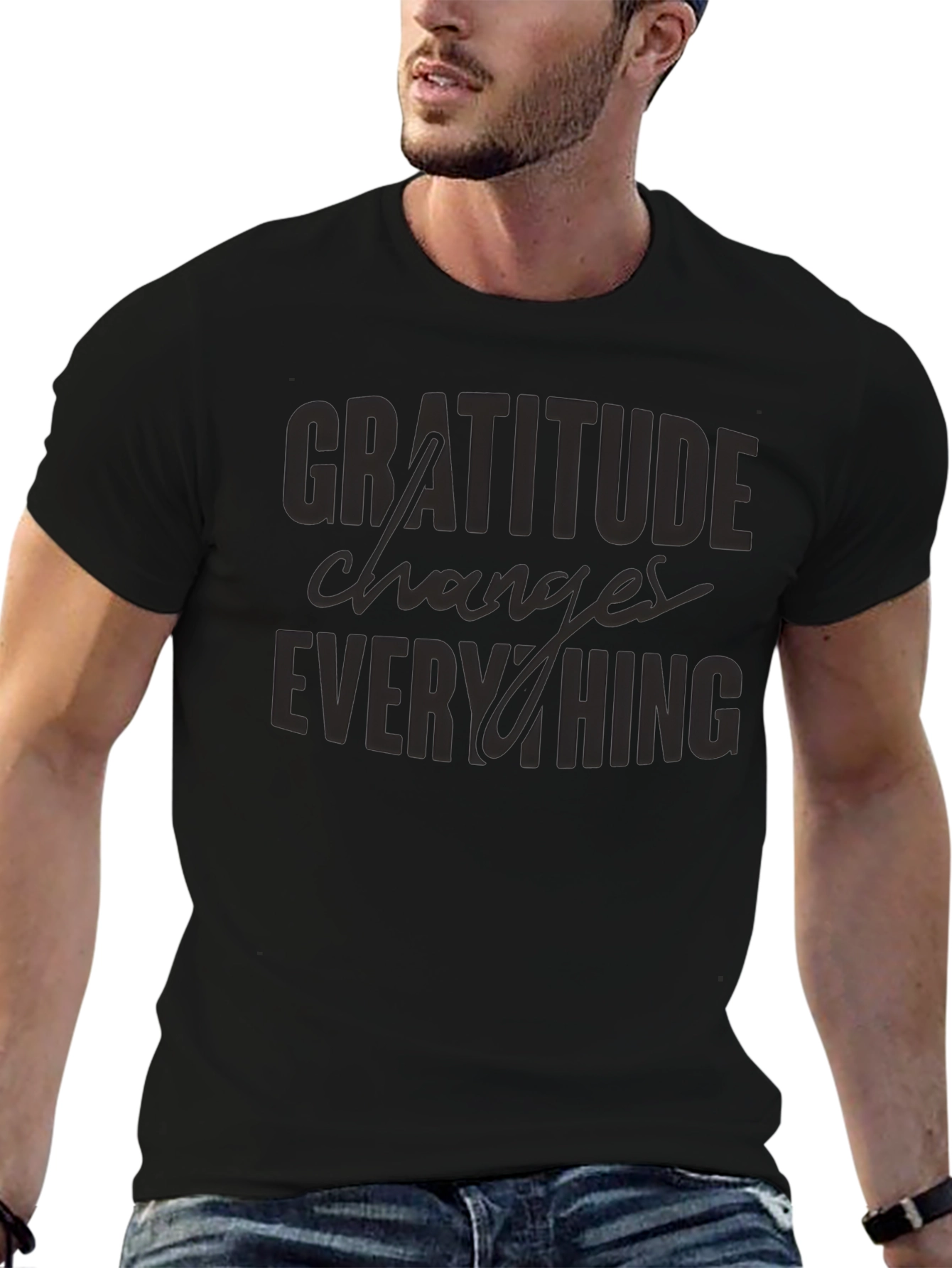 Gratitude Changes Everything Black Graphic Tee