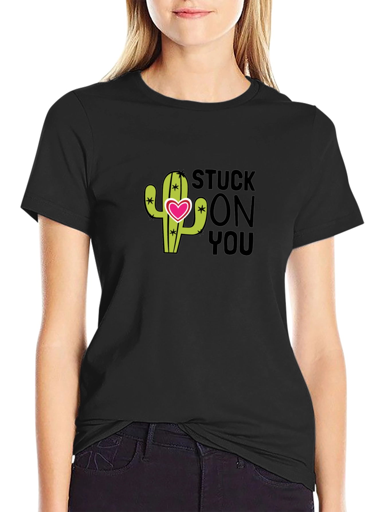 Stuck On You Cactus T-Shirt - Mens Black Tee