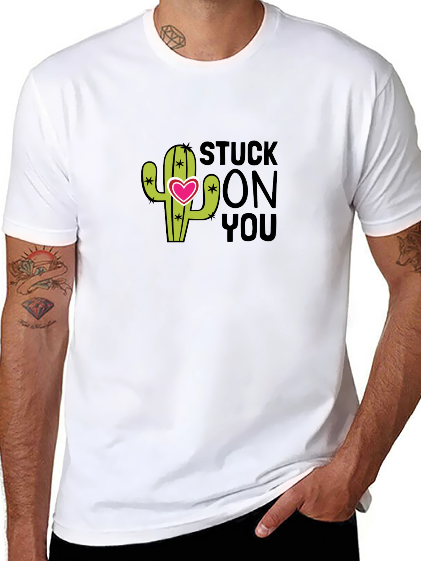 Stuck On You Cactus T-Shirt - Mens Black Tee