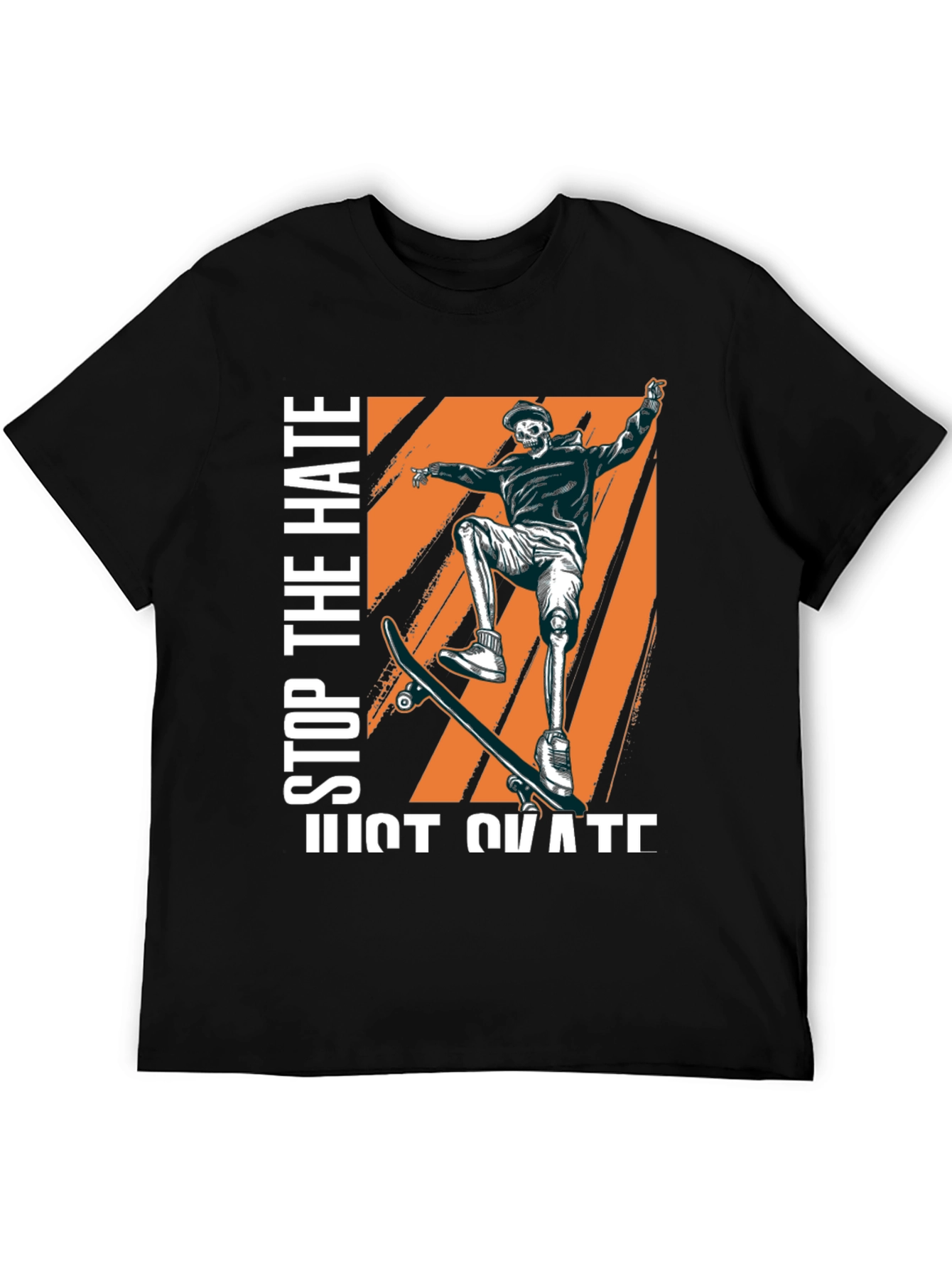 Skateboarder Skeleton Graphic Tee - Stop The Hate