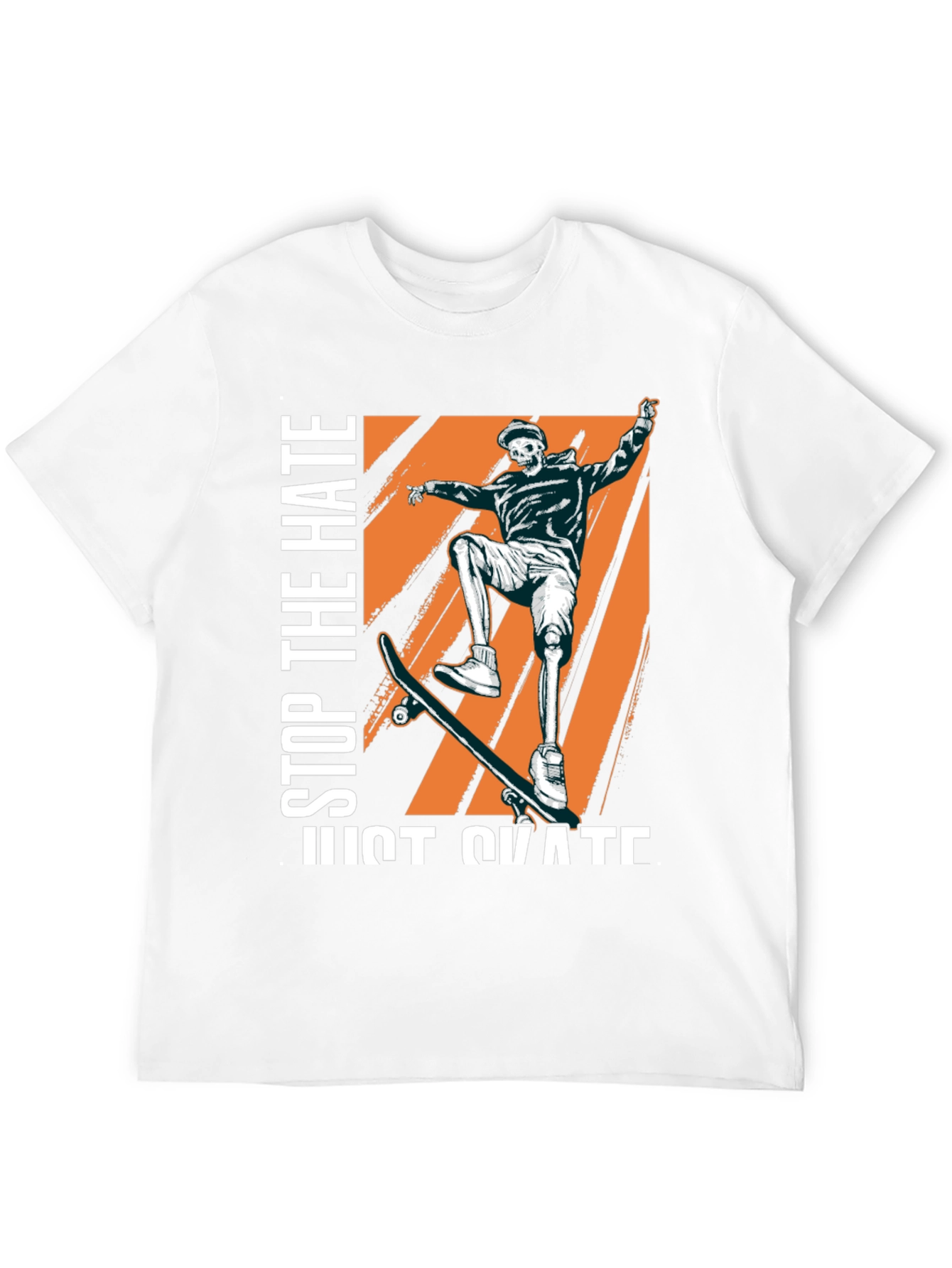 Skateboarder Skeleton Graphic Tee - Stop The Hate