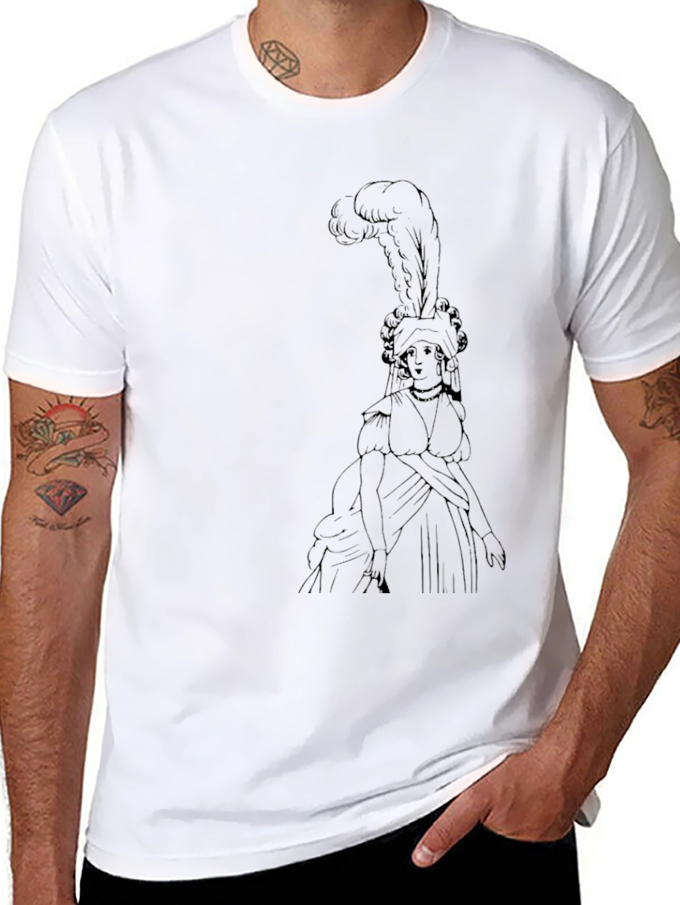 Elegant Lady Graphic Tee - Black Cotton T-Shirt
