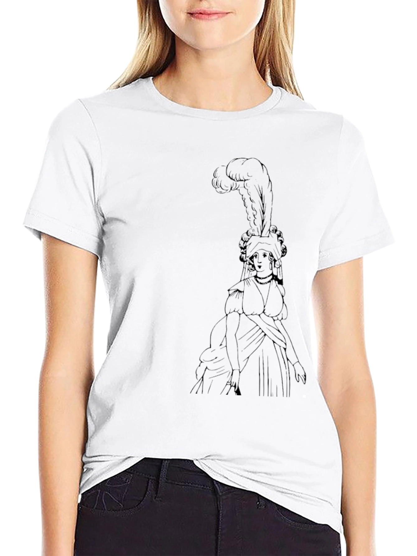 Elegant Lady Graphic Tee - Black Cotton T-Shirt