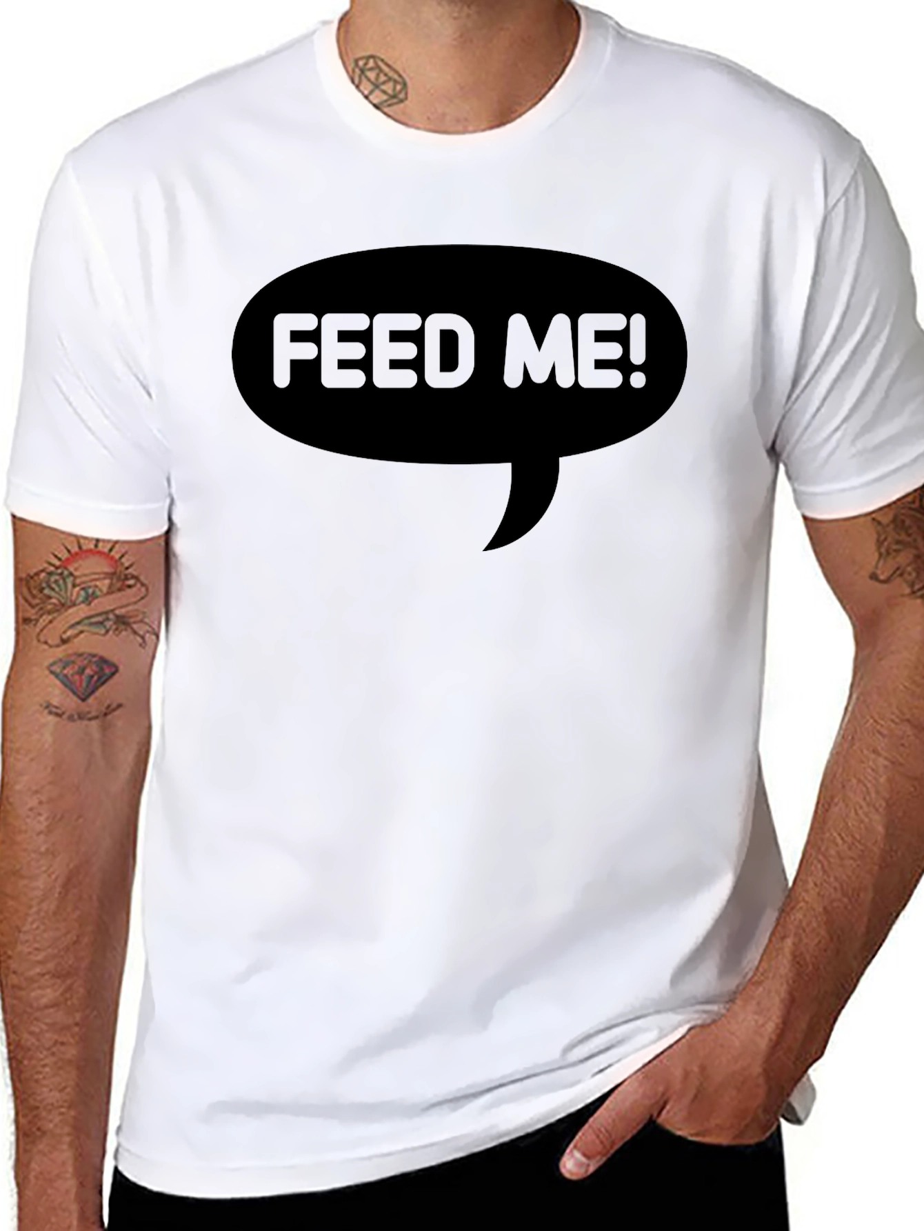Feed Me! Black T-Shirt - Funny Foodie Tee