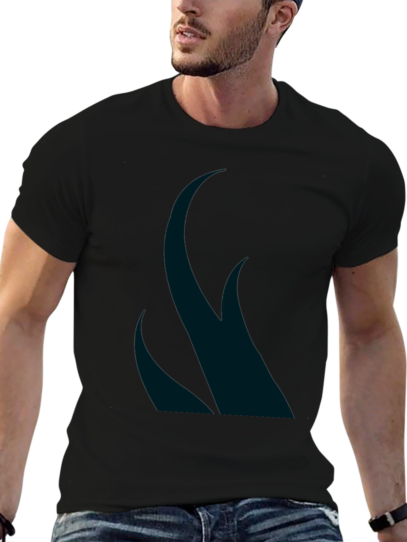 Mens Black Graphic Tee - Abstract Design