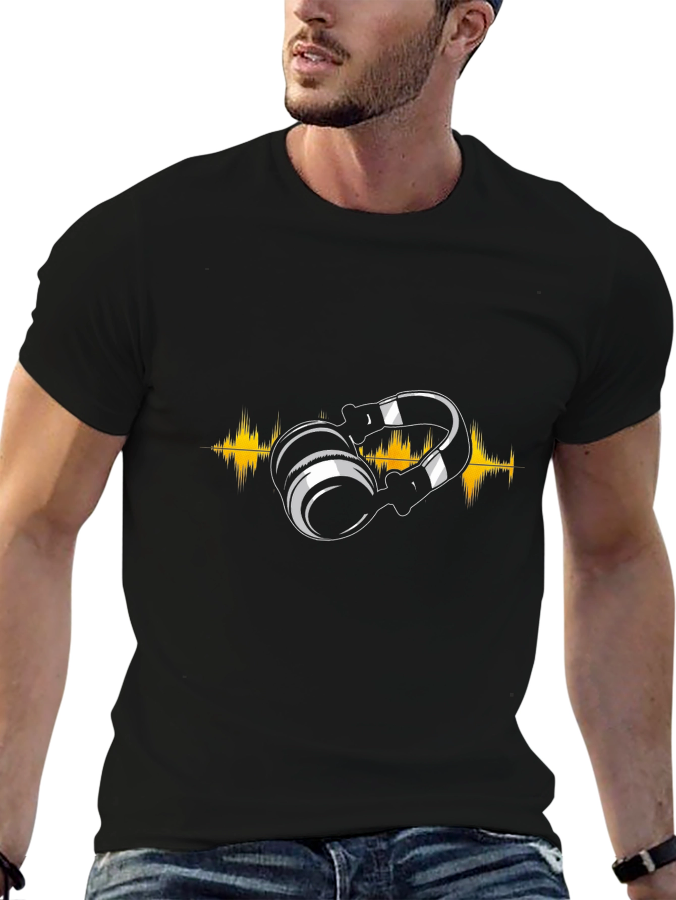 Cool Headphones Graphic Tee - Black