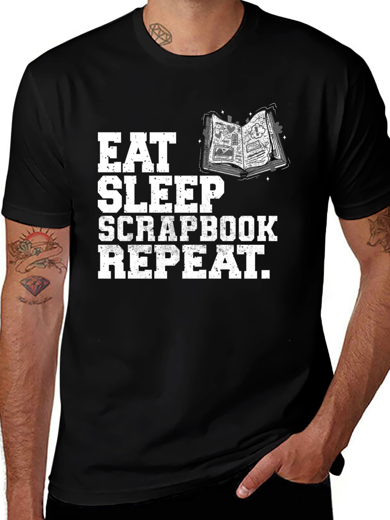 Eat Sleep Scrapbook Repeat Black T-Shirt