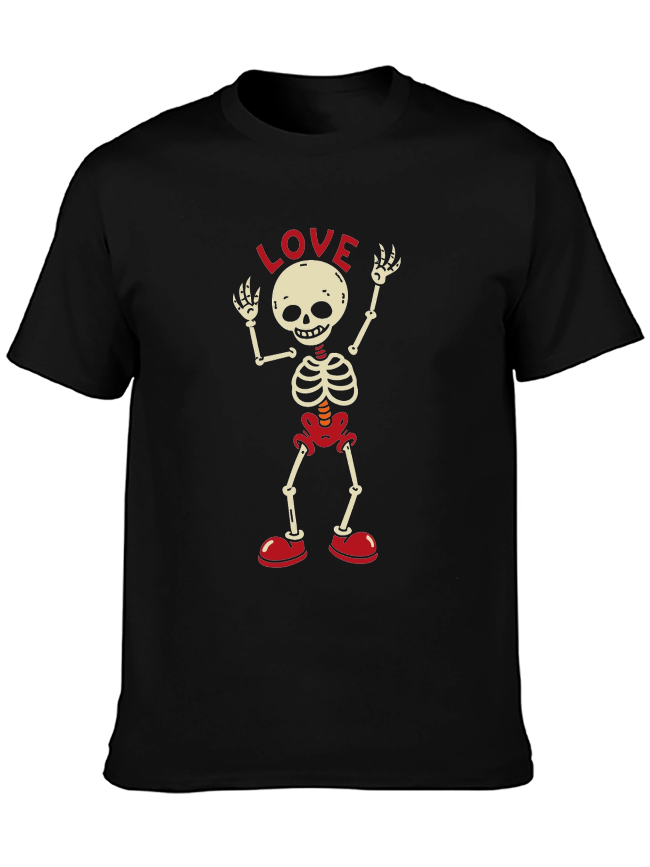 Skeleton LOVE T-Shirt - Black Crew Neck Tee