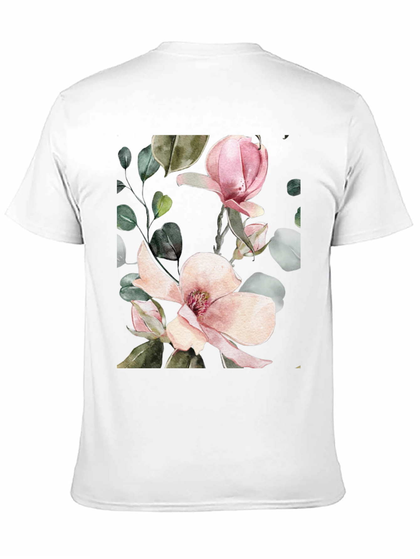 Floral Magnolia Blossom Black T-Shirt