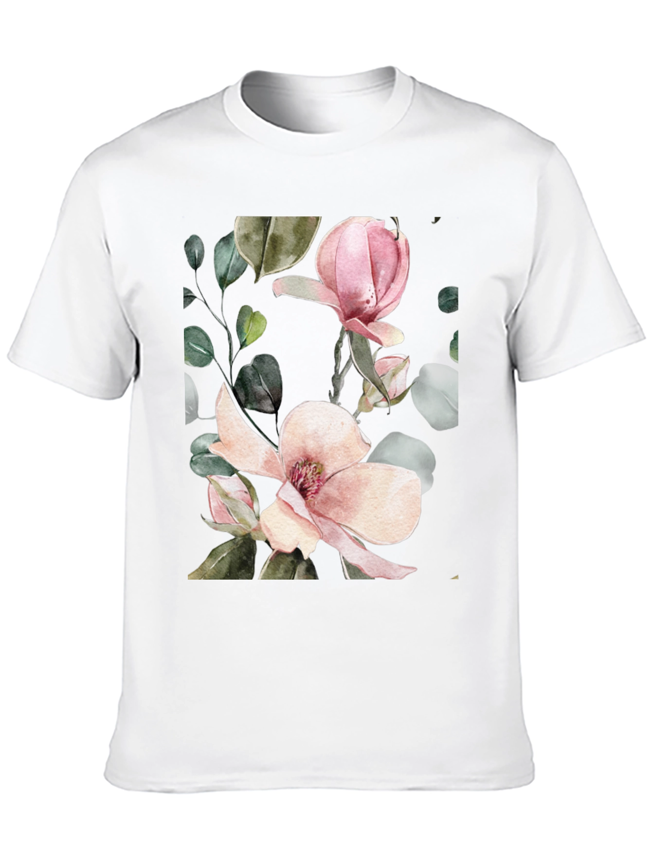Floral Magnolia Blossom Black T-Shirt