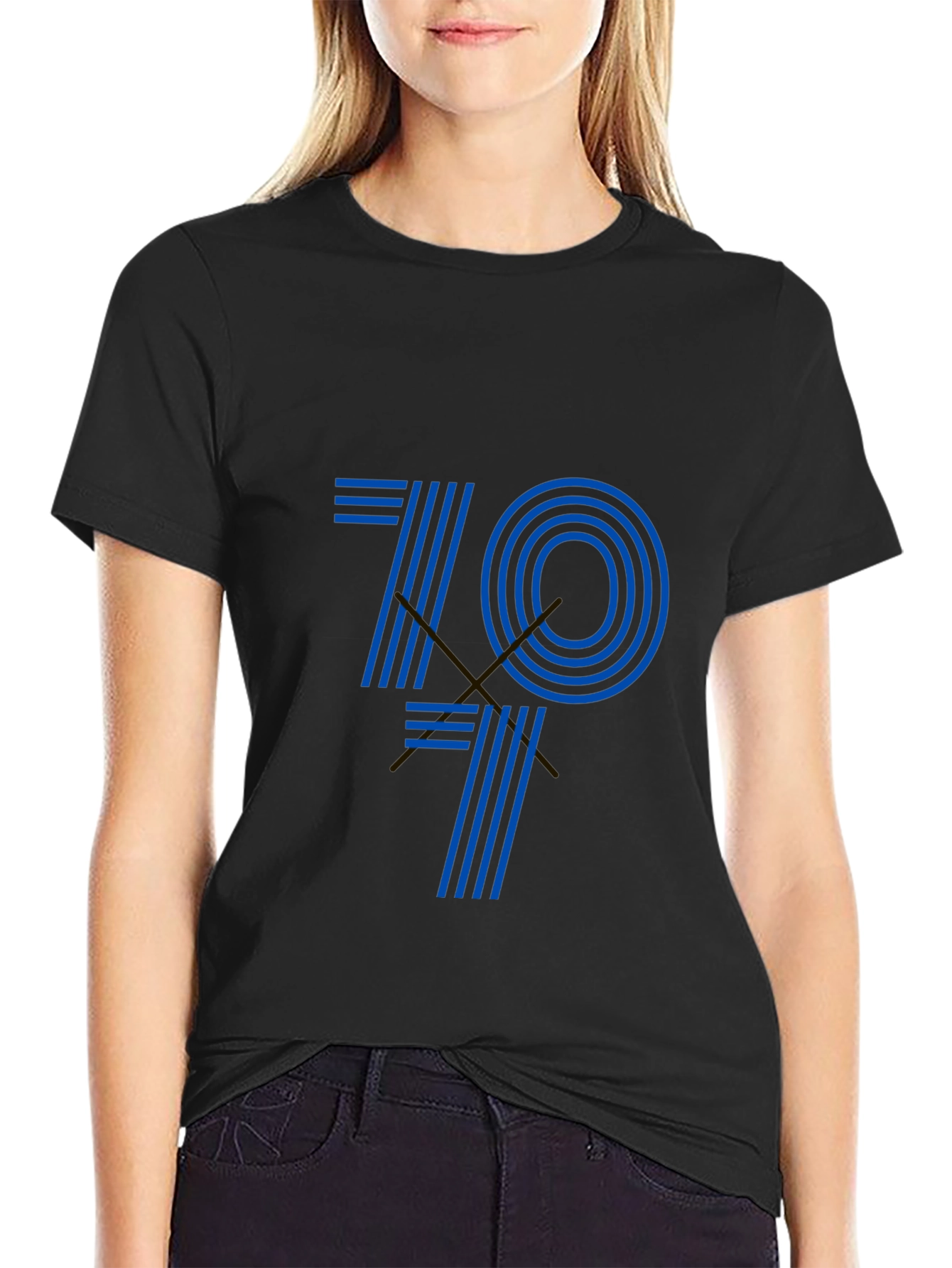 Retro 70s Style Graphic Tee - Black