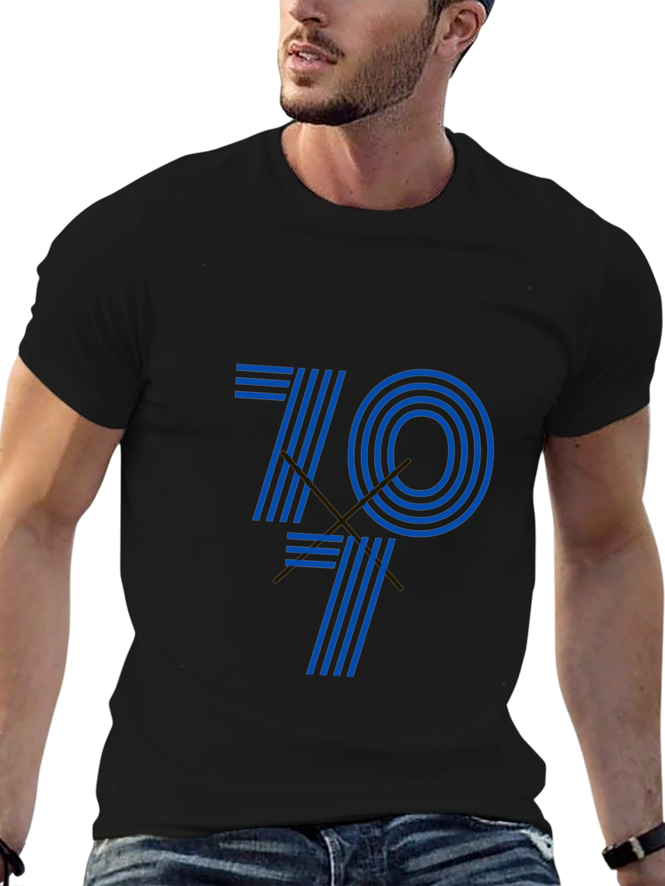 Retro 70s Style Graphic Tee - Black