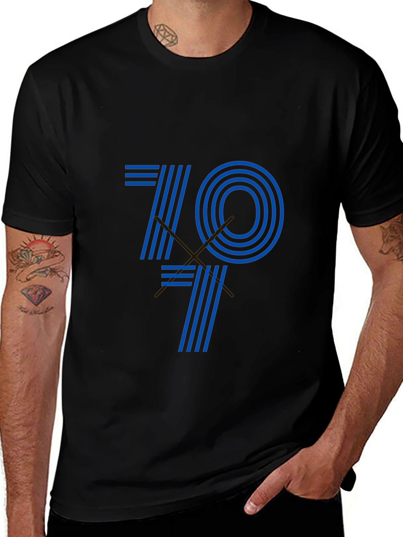 Retro 70s Style Graphic Tee - Black