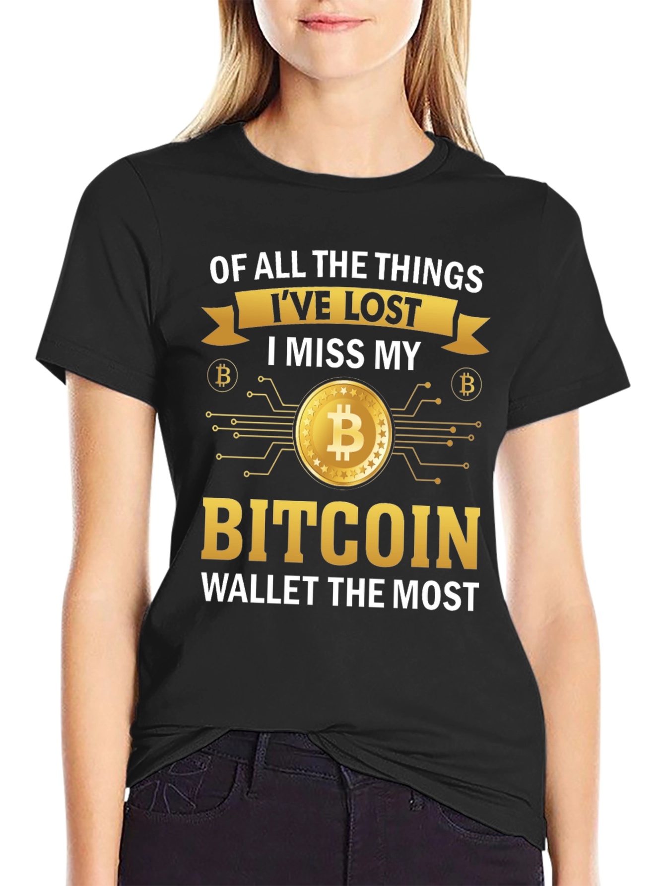 Bitcoin Wallet Lost T-Shirt Crypto Currency Funny Tee